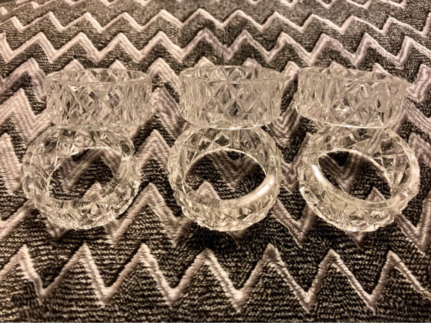 Set of Six Crystal Napkin Rings