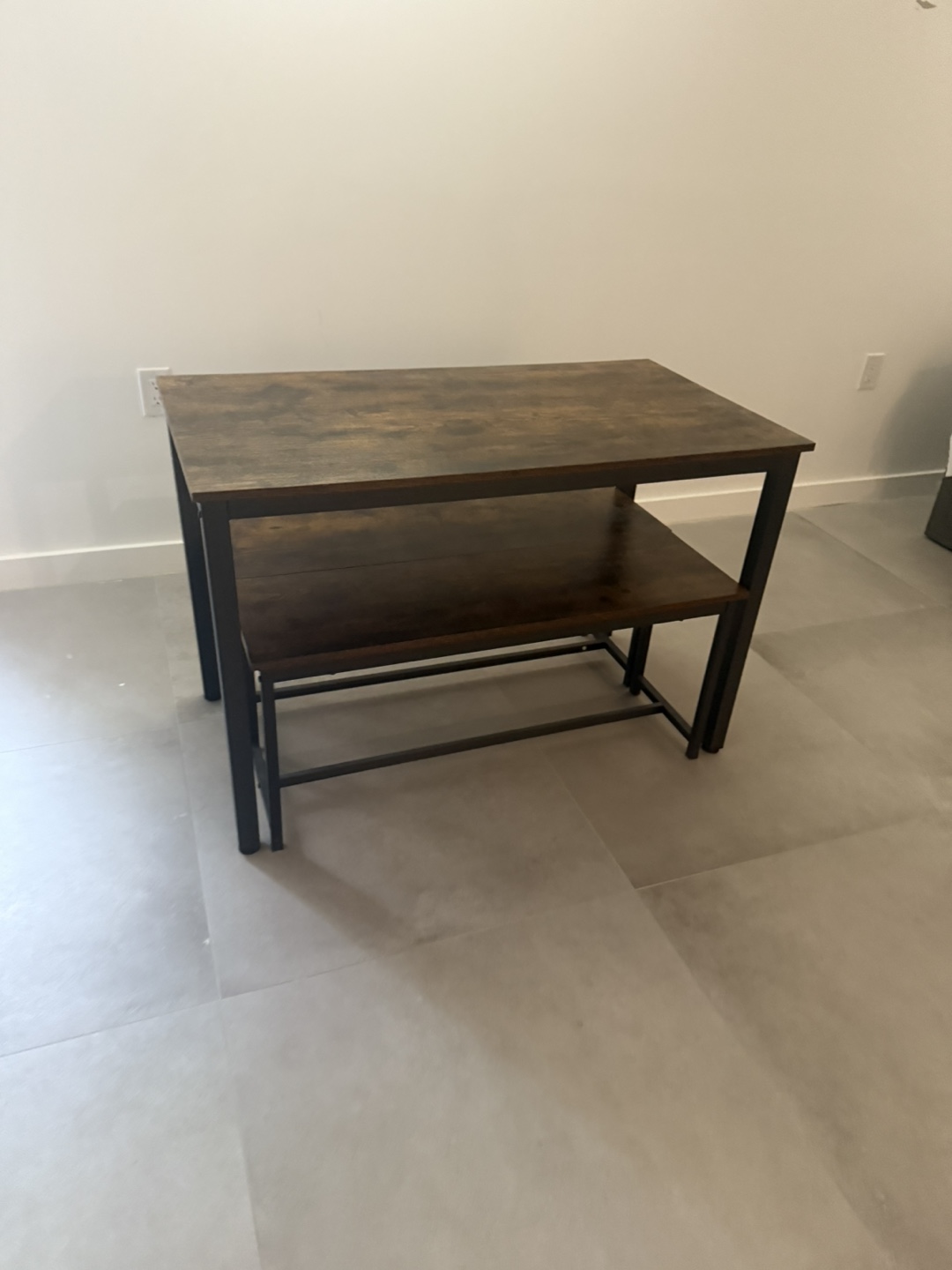 Rustic Brown Kitchen Table and Bench Set