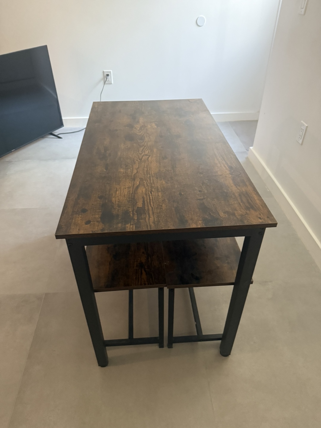 Rustic Brown Kitchen Table and Bench Set - photo 2