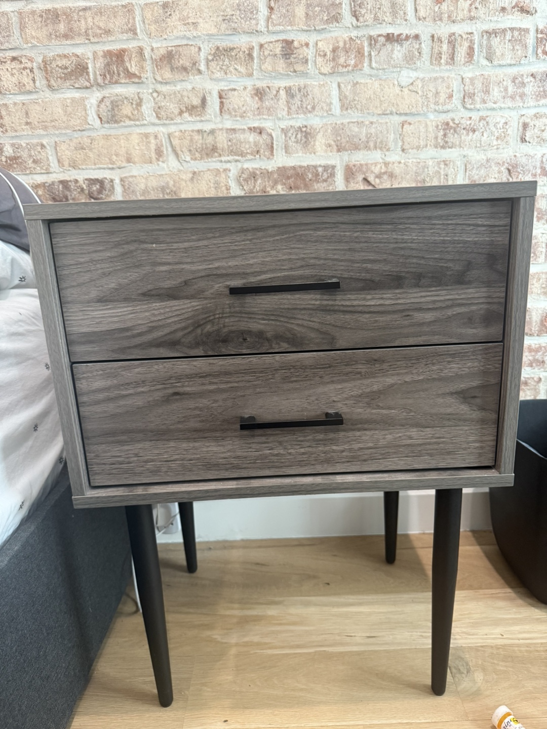 Two-Drawer Nightstand with Black Legs