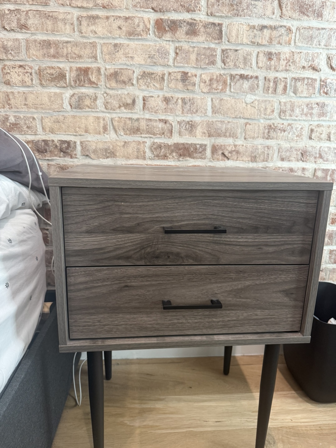 Two-Drawer Nightstand with Black Legs - photo 3