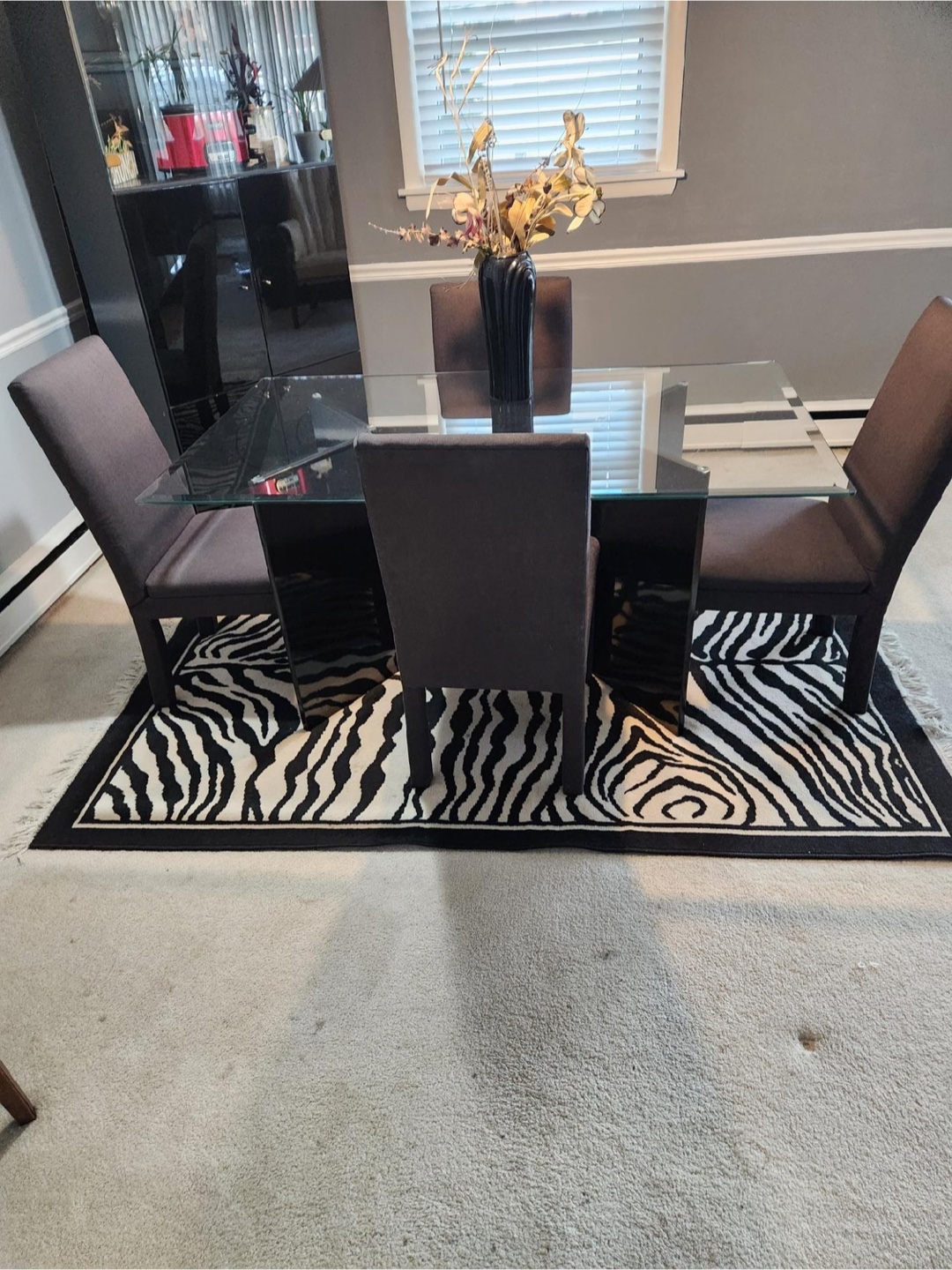 Glass Top Dining Table with 4 Chairs