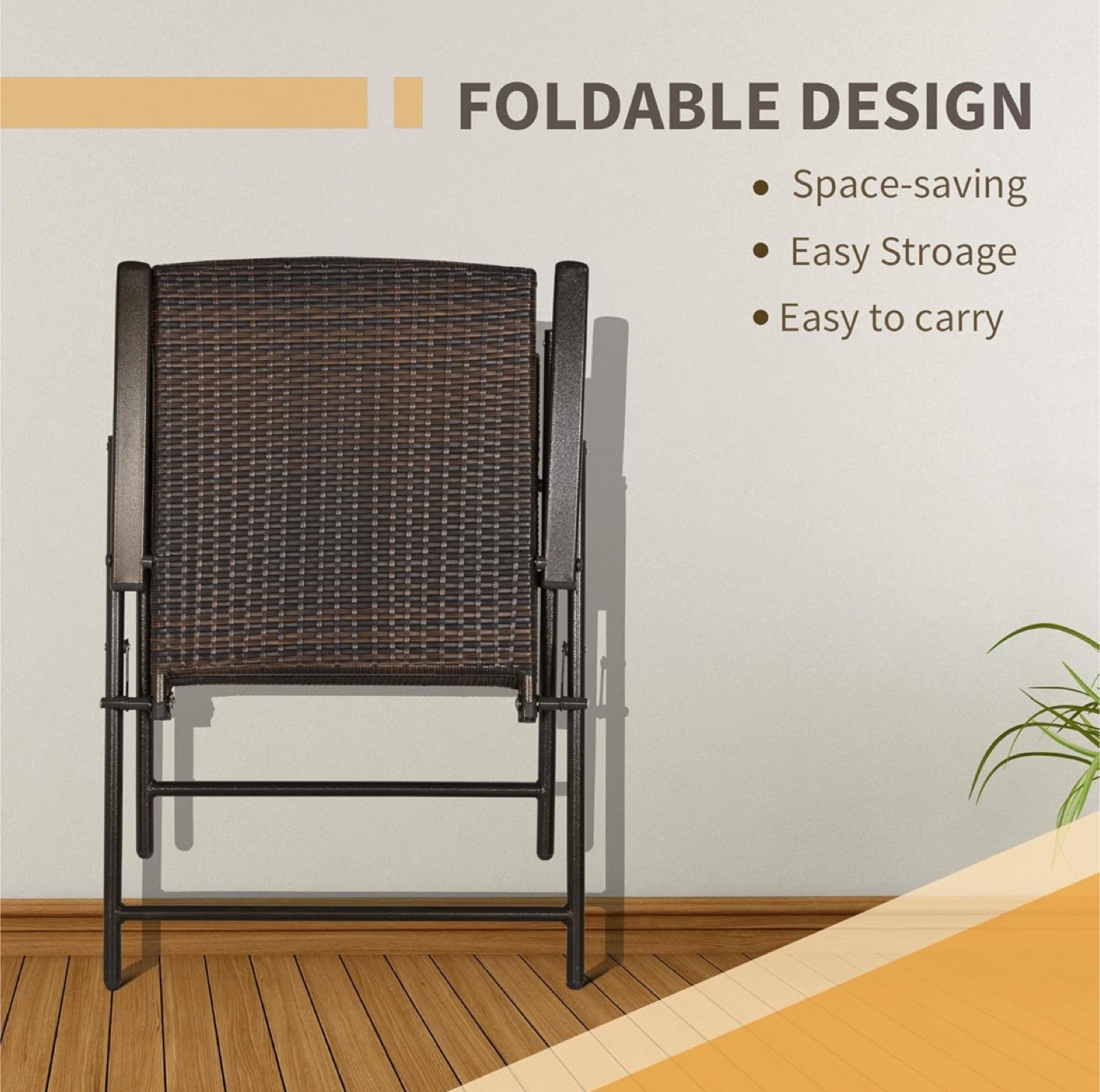Rattan Bar Set with Folding Chairs and Glass-Top Table - photo 4