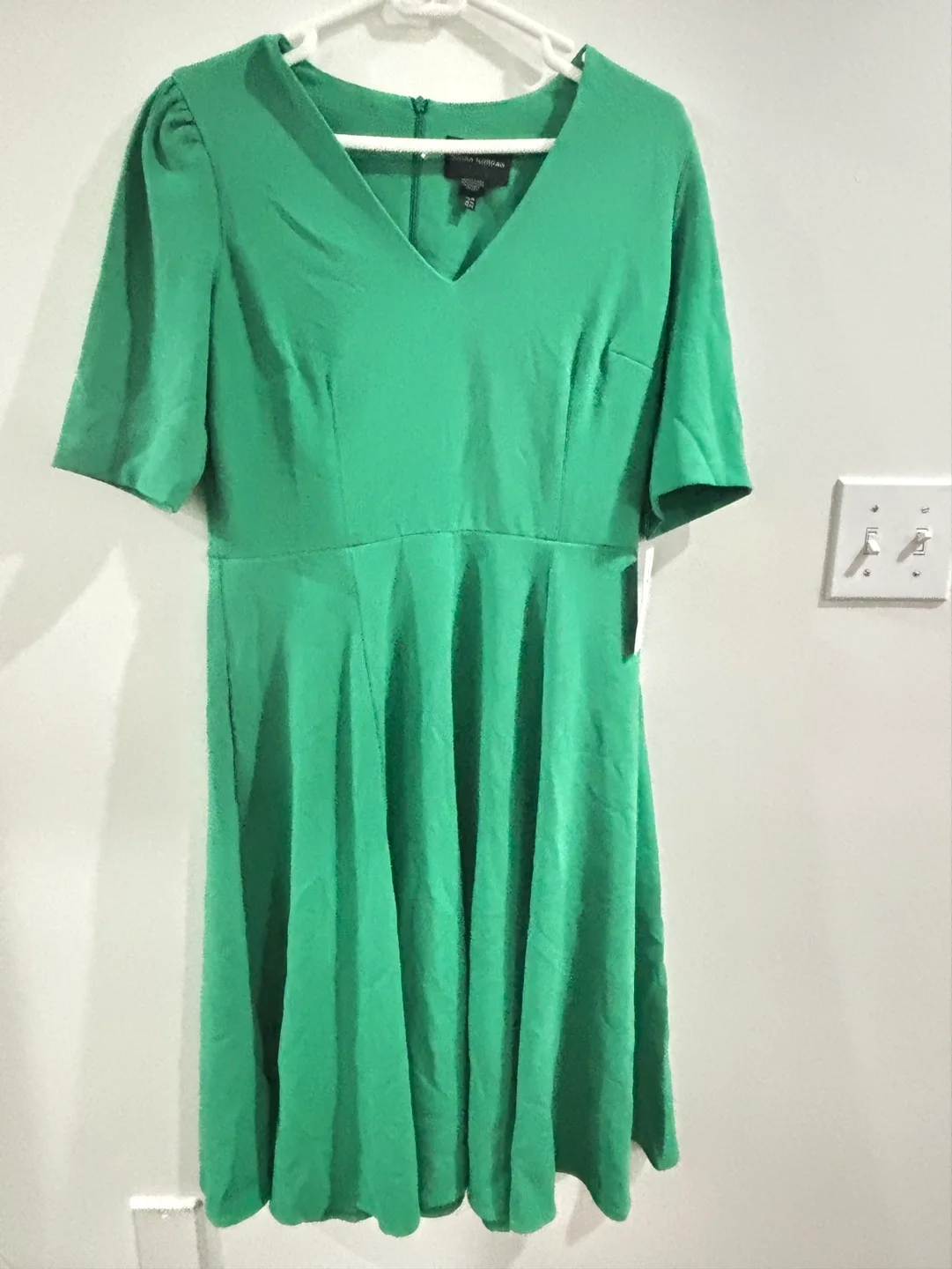 Donna Morgan Bright Jade Green Fit and Flare Dress, Size 12 thumbnail