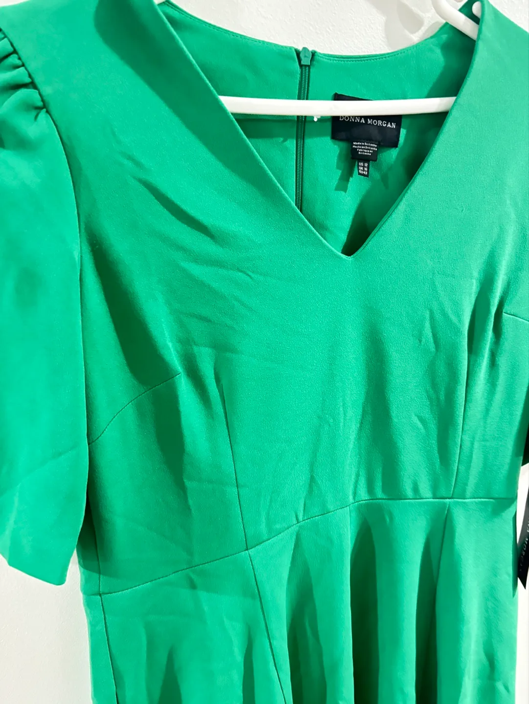 Donna Morgan Bright Jade Green Fit and Flare Dress, Size 12 image indicator(3)