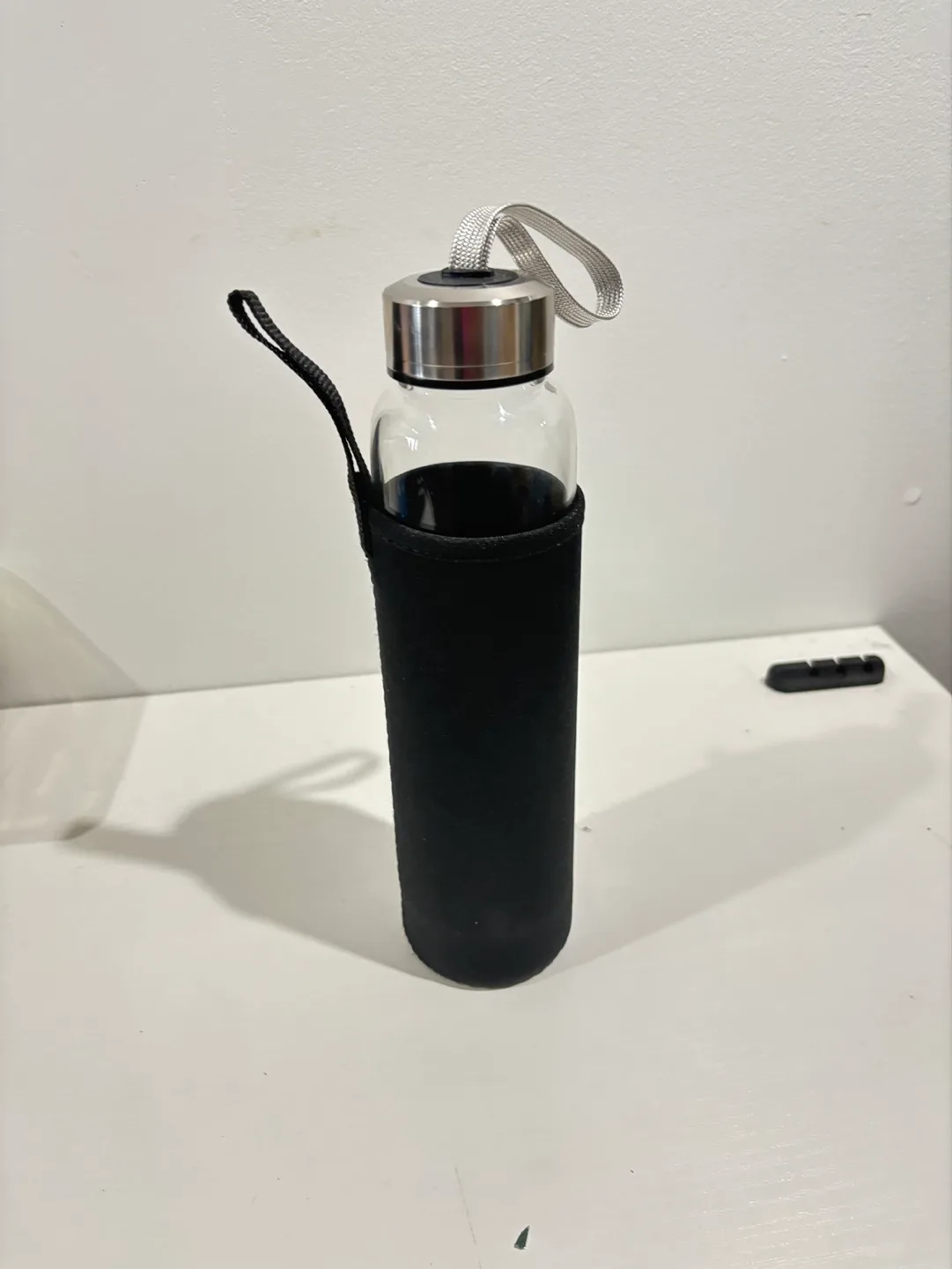 Amethyst Crystal Infused Glass Water Bottle with Neoprene Sleeve thumbnail
