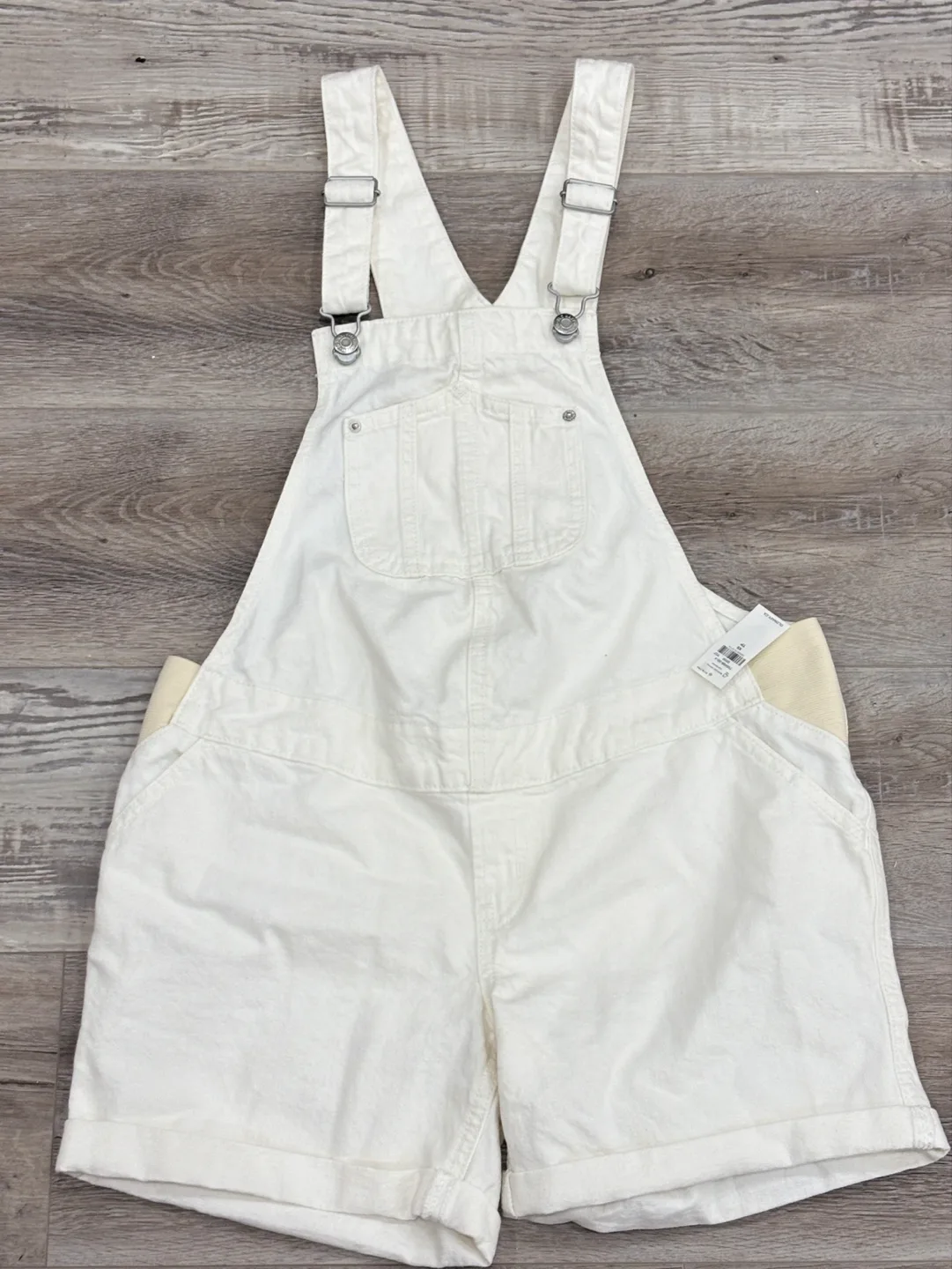 Old Navy Maternity White Denim Shortalls - Size XS thumbnail