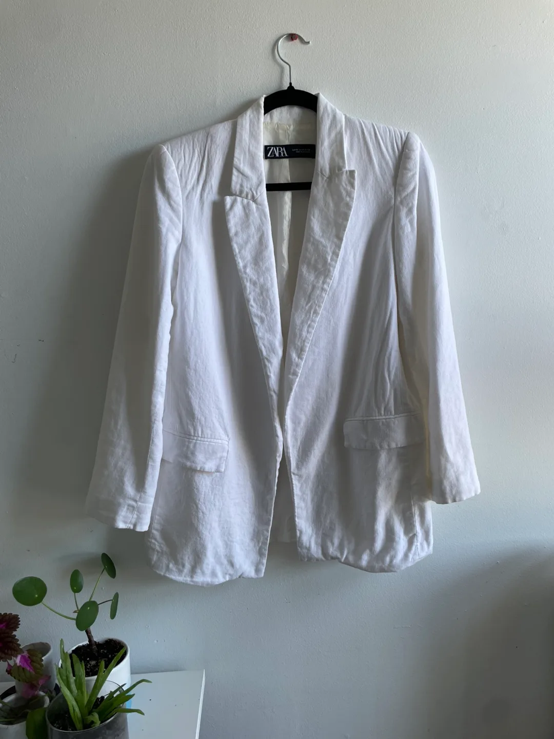 Zara White Linen Blazer, Size XS thumbnail