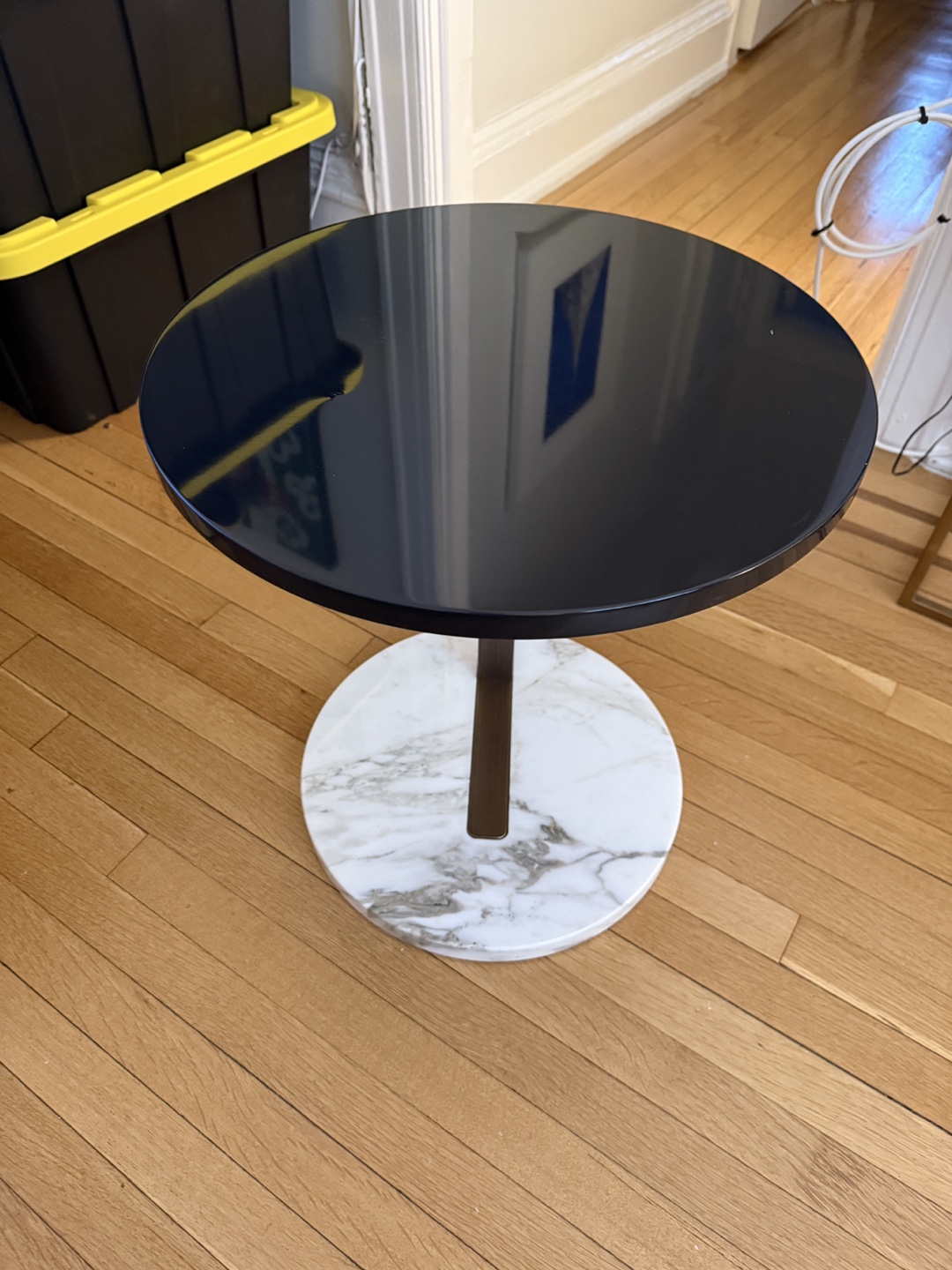 Modern Round Side Table with Marble Base