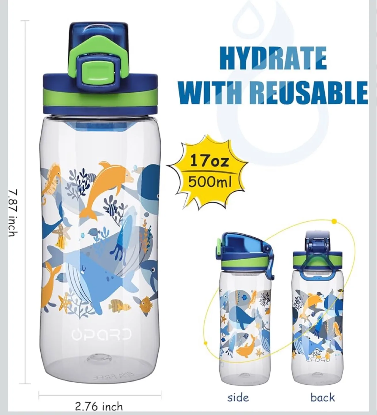 OPARD 17oz/500ml Kids Water Bottle - (5 for 35$) image indicator(2)