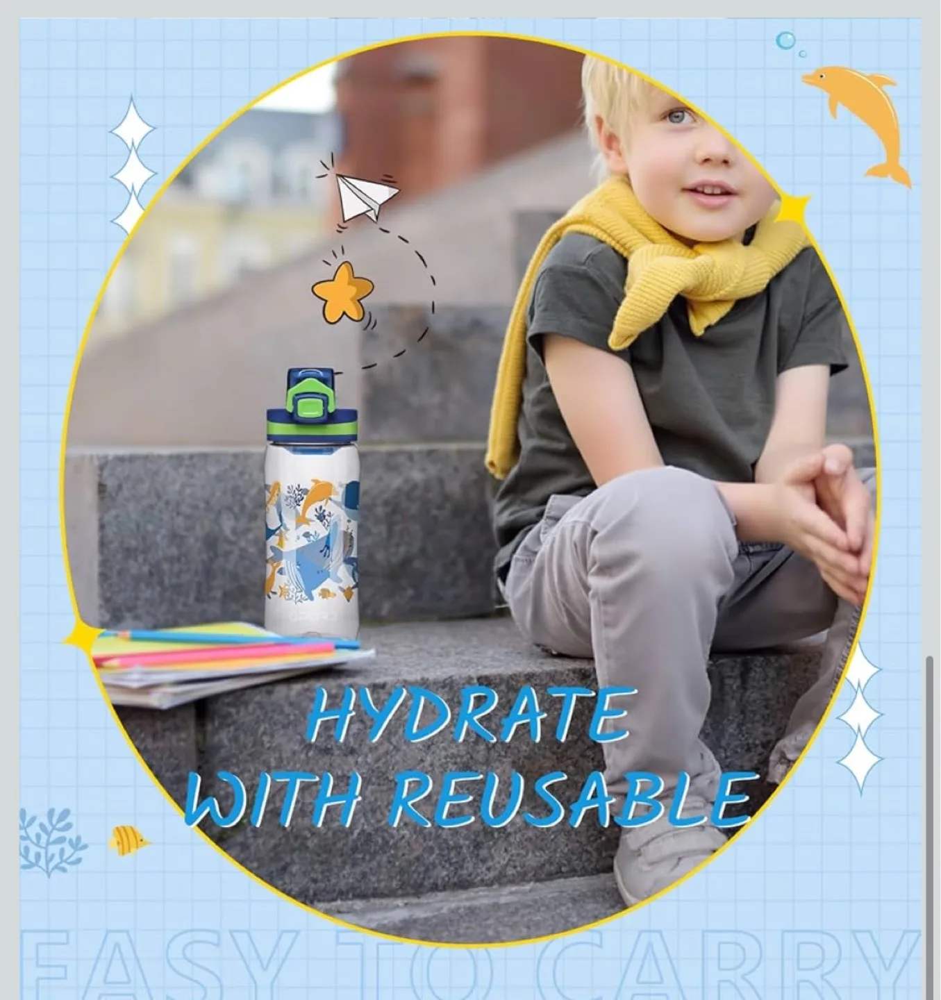 OPARD 17oz/500ml Kids Water Bottle - (5 for 35$) image indicator(7)