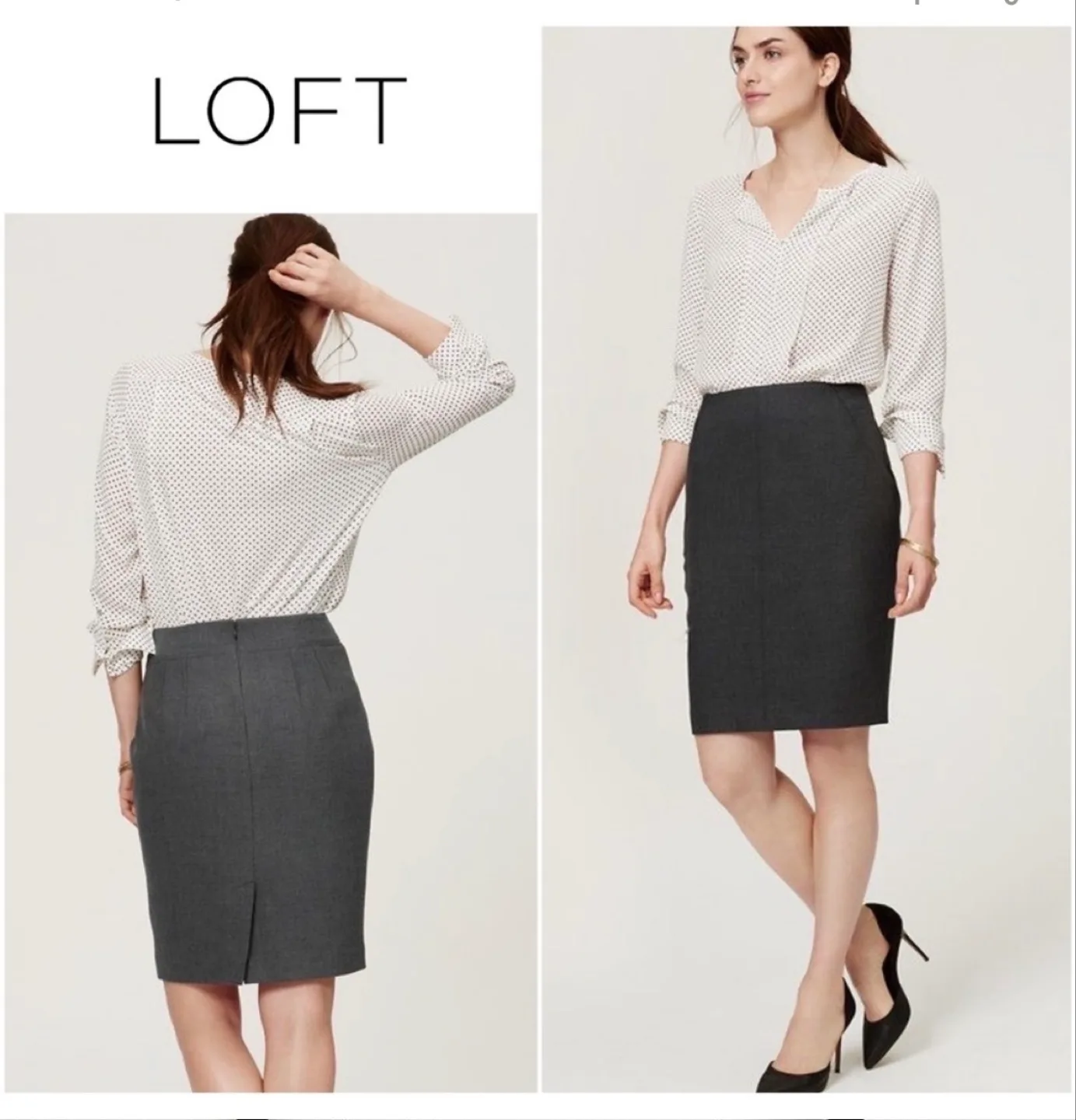 Ann Taylor LOFT Pencil Skirt Size 2 Charcoal Grey thumbnail