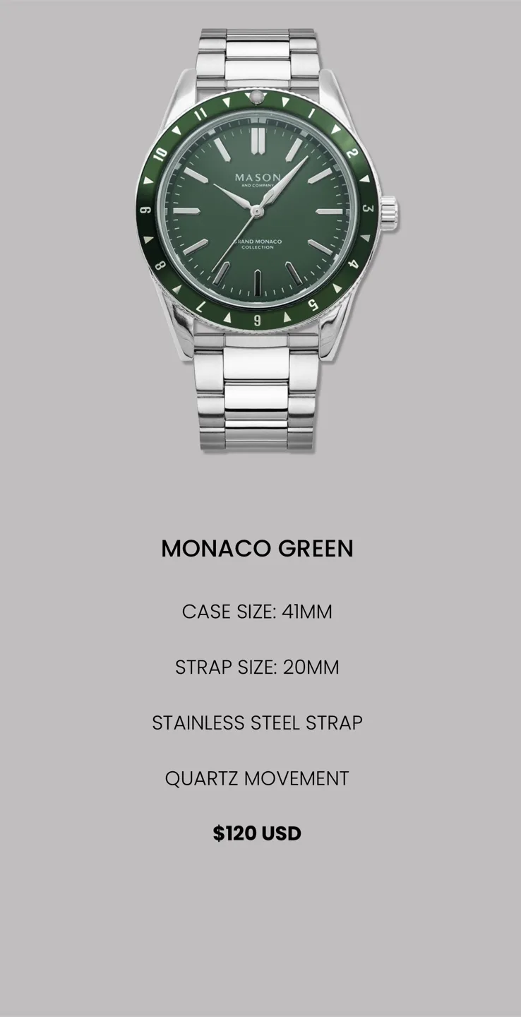 Mason and Company Monaco Green Watch image indicator(3)