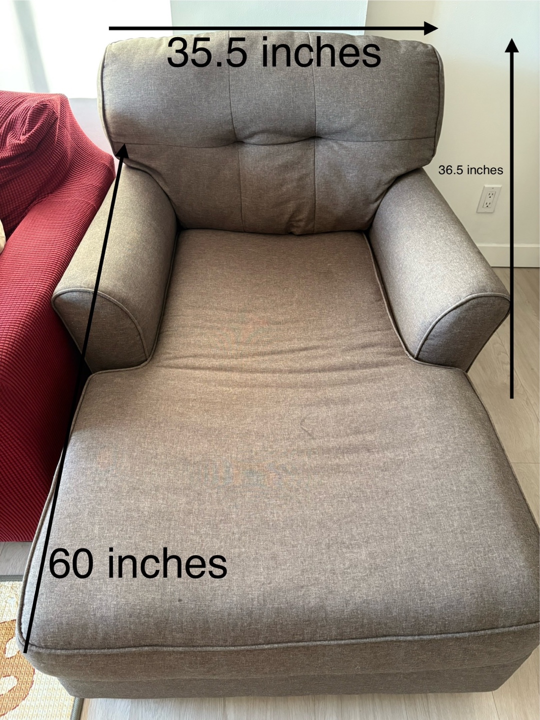 Brown Fabric Loveseat and Chaise Lounge Set