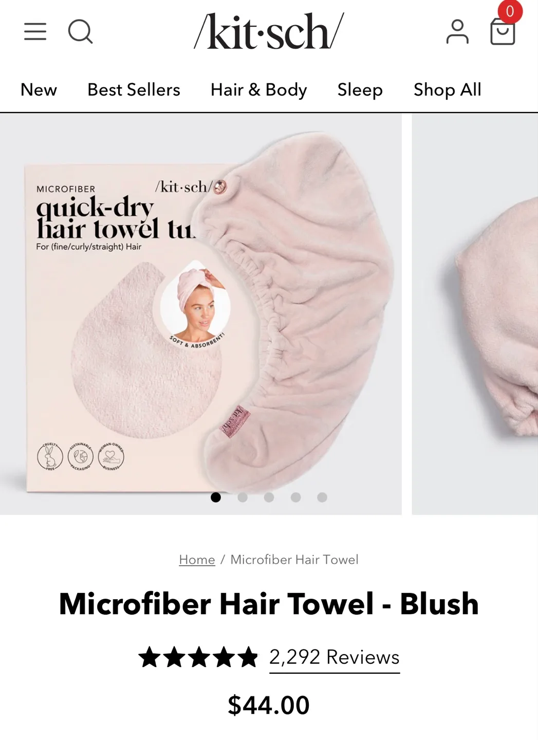 Kitsch Microfiber Quick-Dry Hair Towel Turban - Blush image indicator(7)