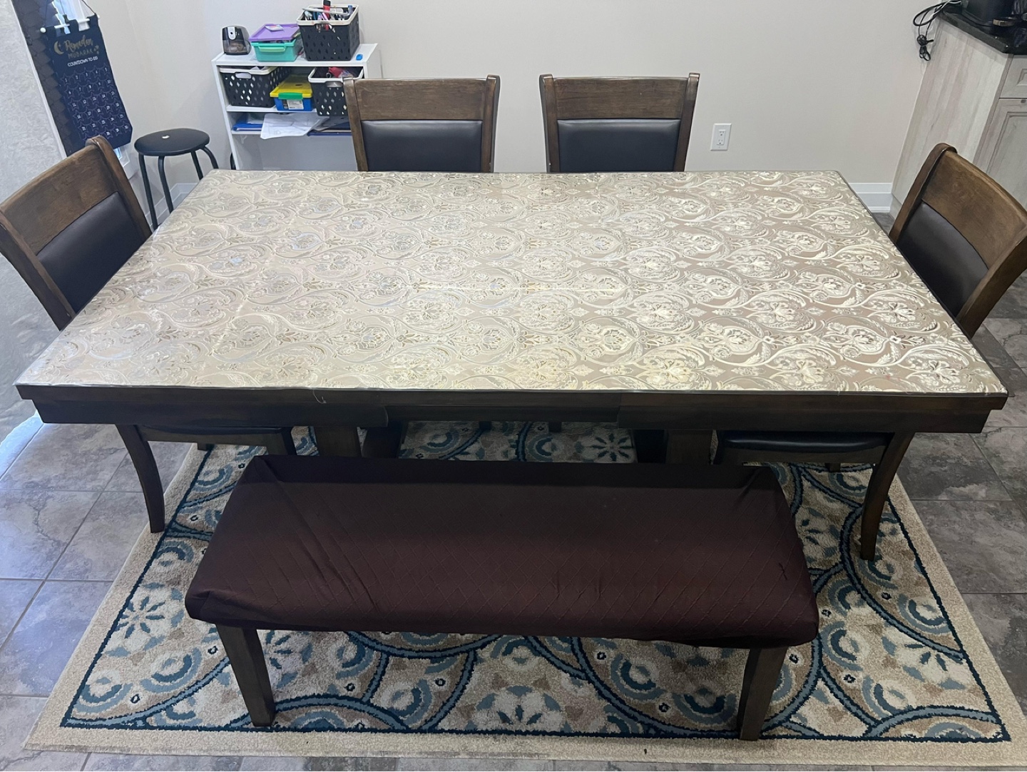 Dining Table Set with Bench - 4 Chairs - photo 2