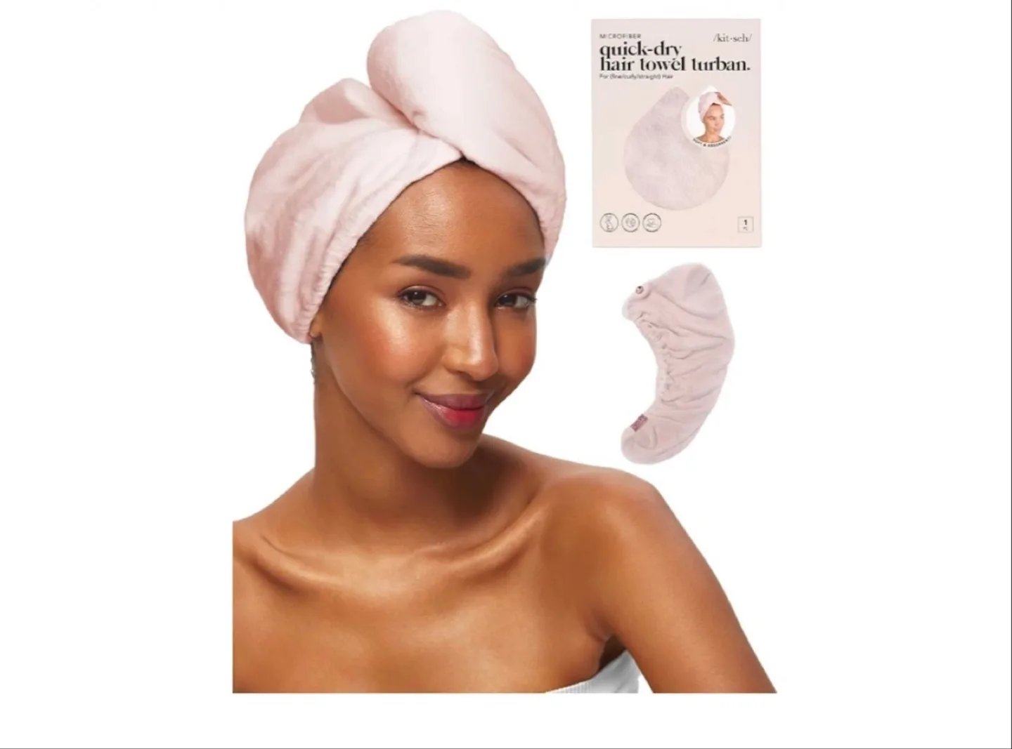 Kitsch Microfiber Quick-Dry Hair Towel Turban - Blush image indicator(2)