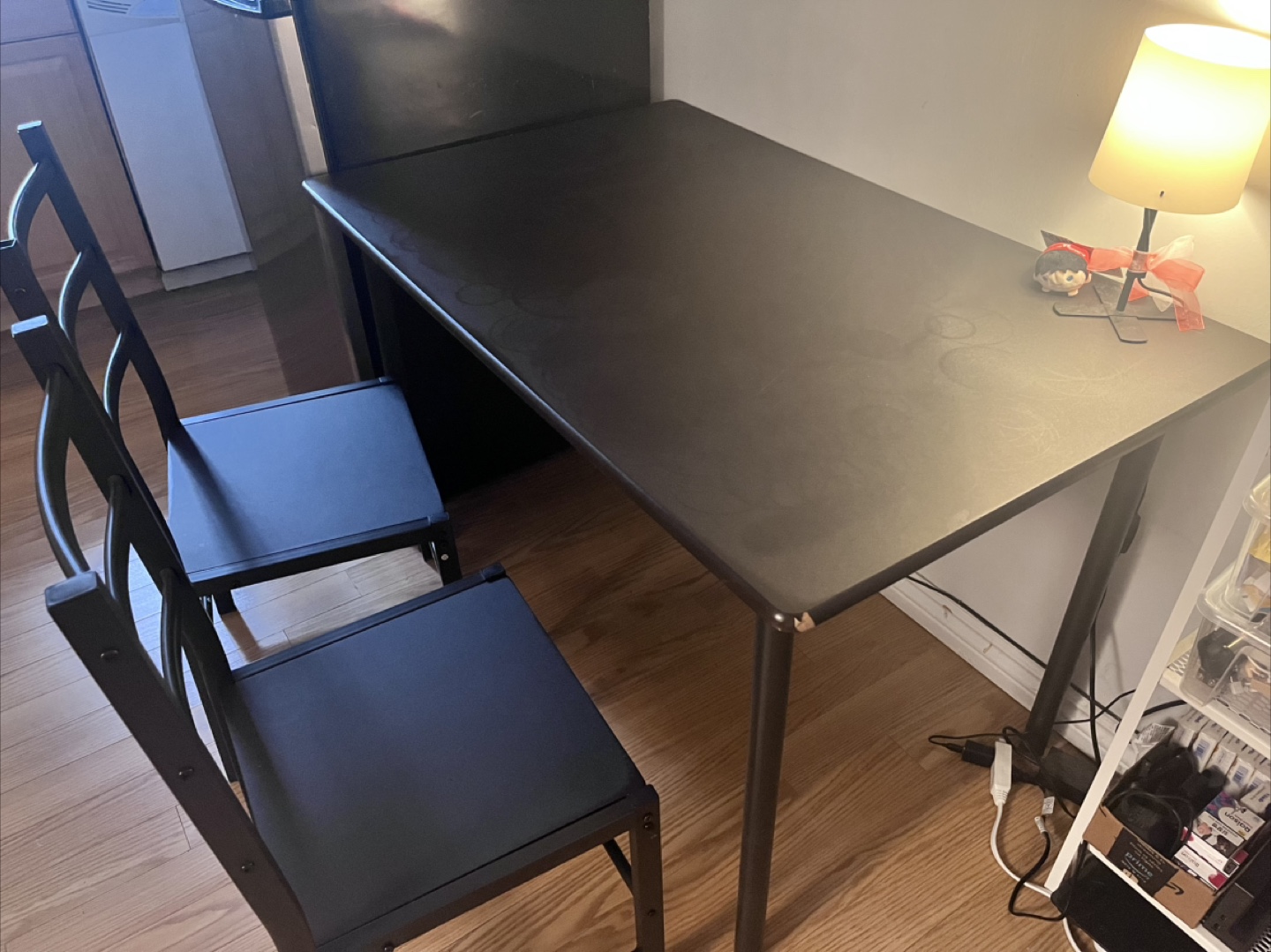 Used Black Dining Table and Four Chairs Set