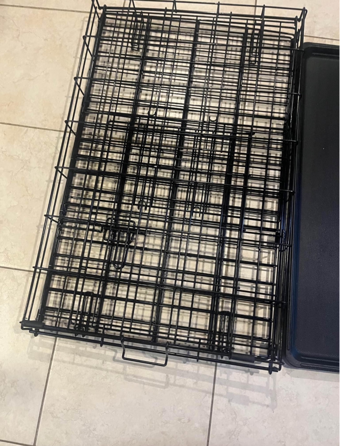 Black Metal Dog Crate with Tray - photo 3