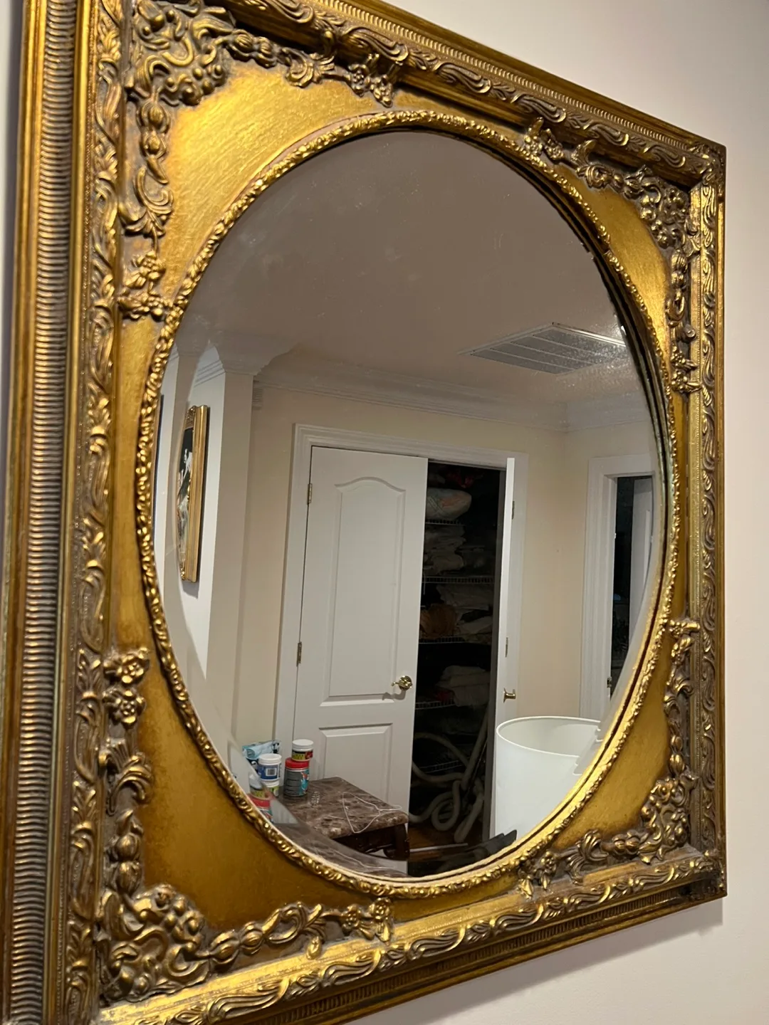 Ornate Gold Framed Oval Mirror & Matching Artwork image indicator(3)