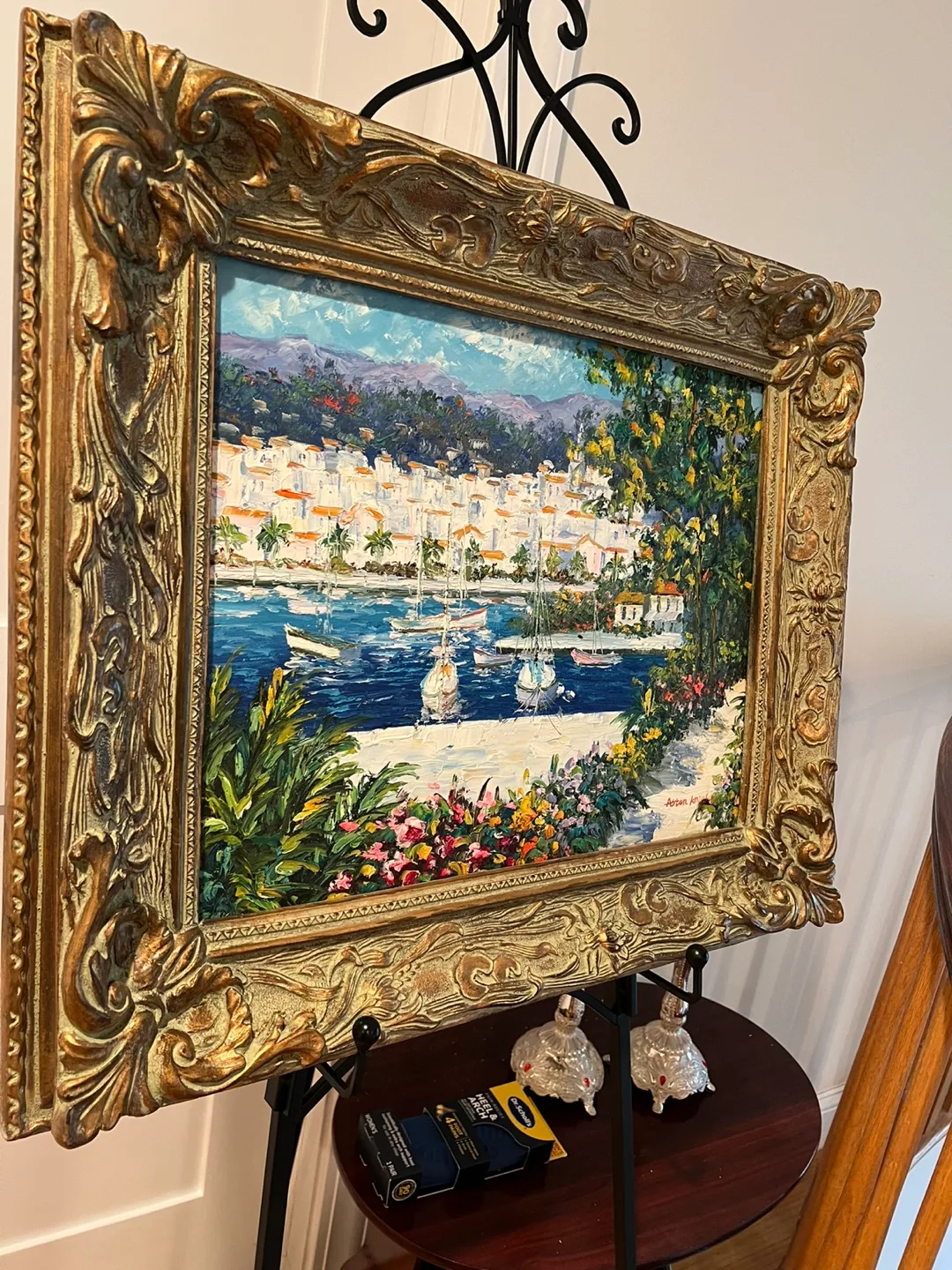 Ornate Gold Framed Oval Mirror & Matching Artwork image indicator(2)