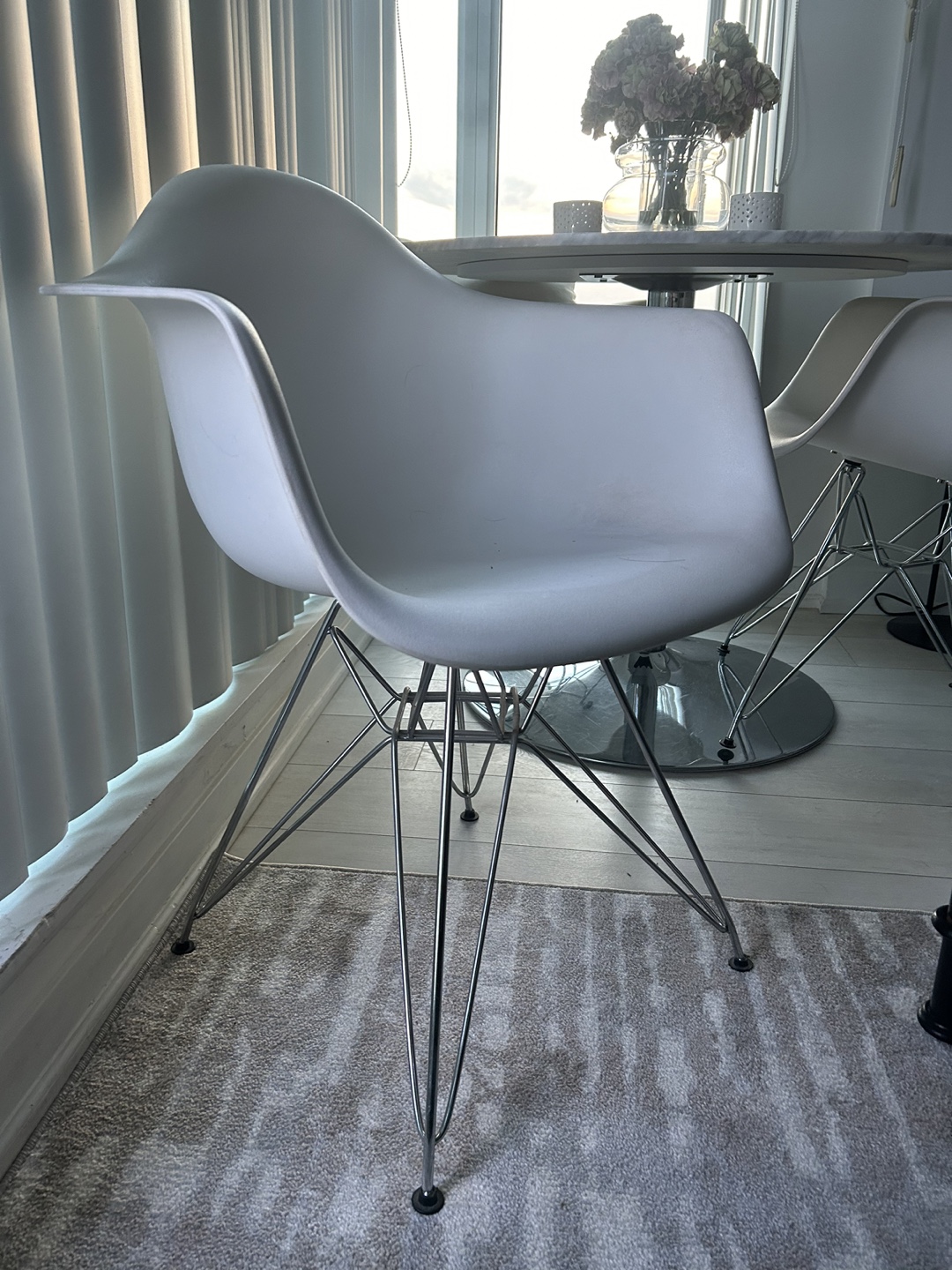 Set of 3 White Eames Style Dining Chairs
