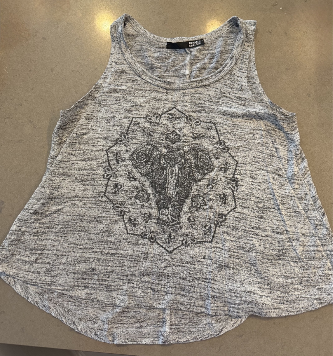 Rebel Sugar Grey Elephant Tank Top