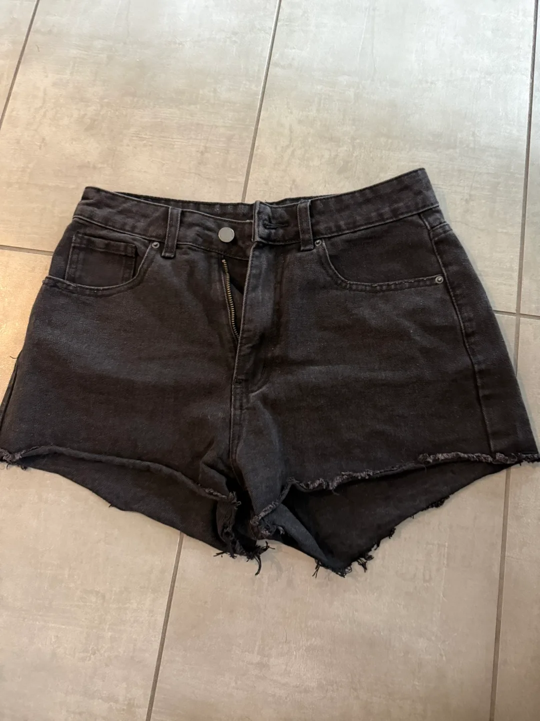 Black Denim Shorts, Size M thumbnail