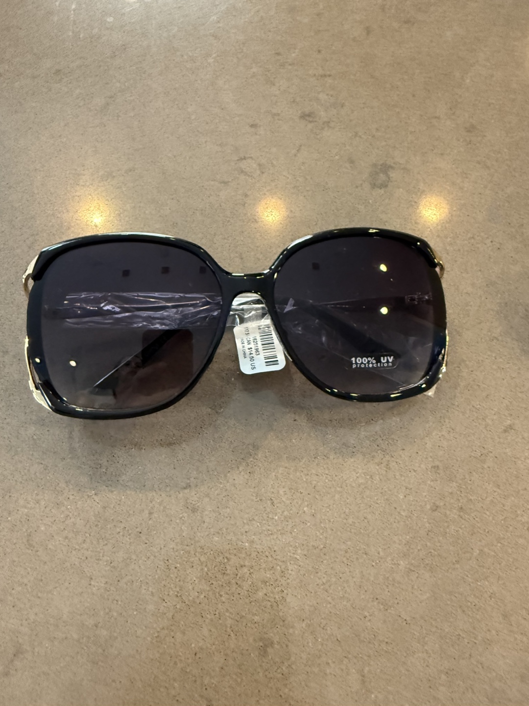Women's Black Oversized Sunglasses with Gold Accents