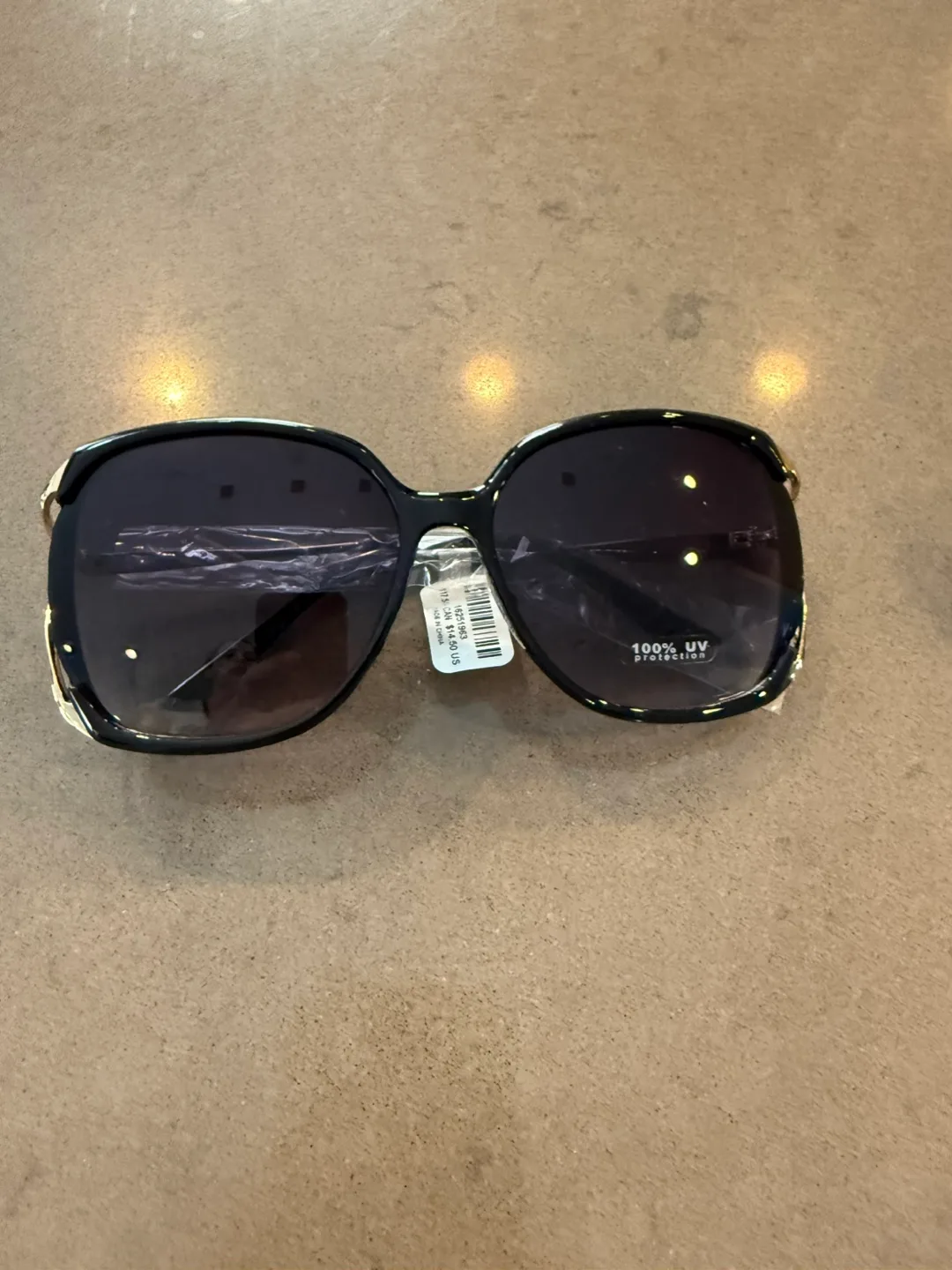 Women's Black Oversized Sunglasses with Gold Accents thumbnail