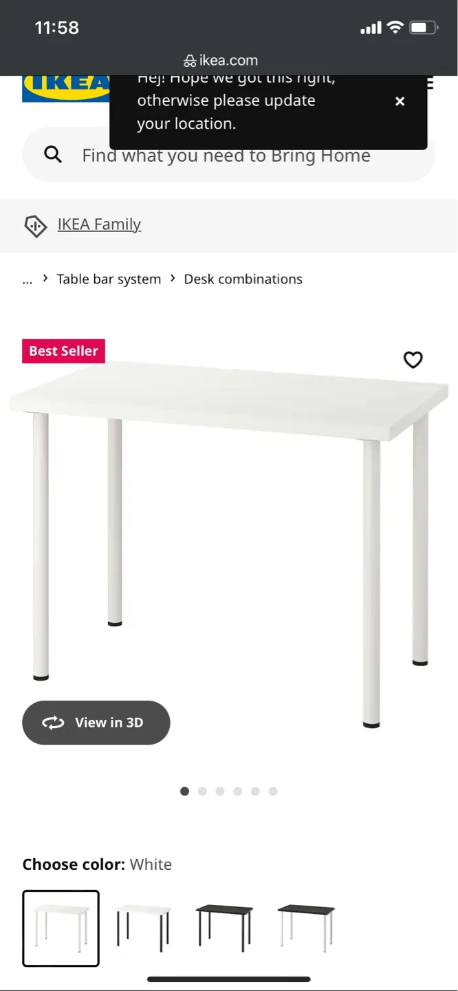 IKEA LINNMON/ADILS Table - White thumbnail