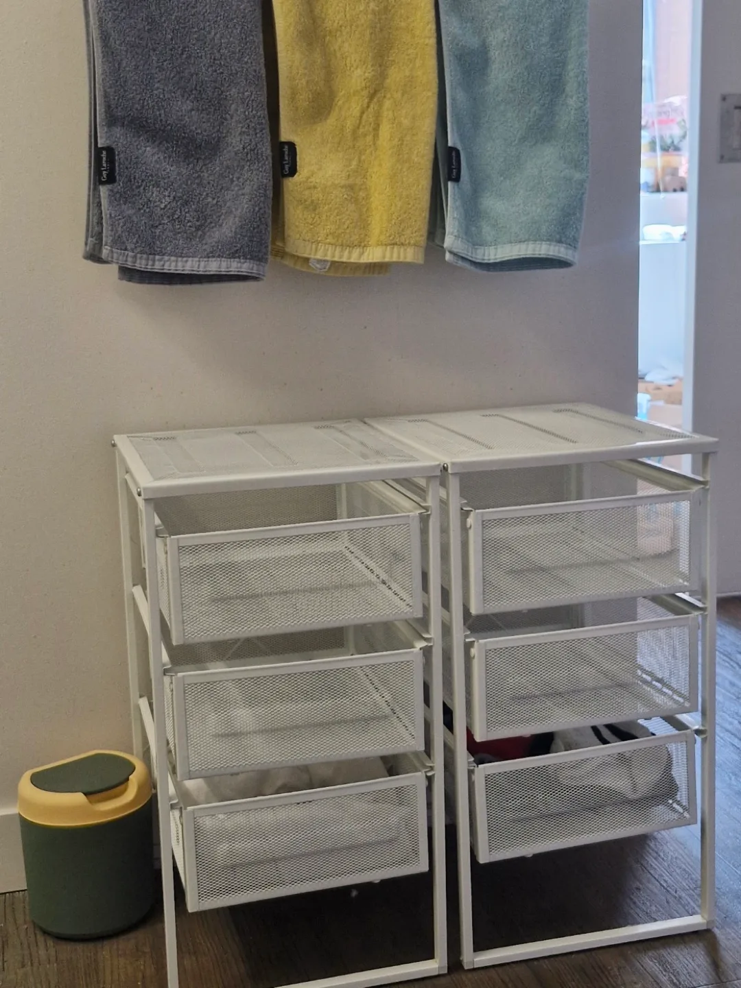 Two White Metal 3-Drawer Storage Organizers thumbnail