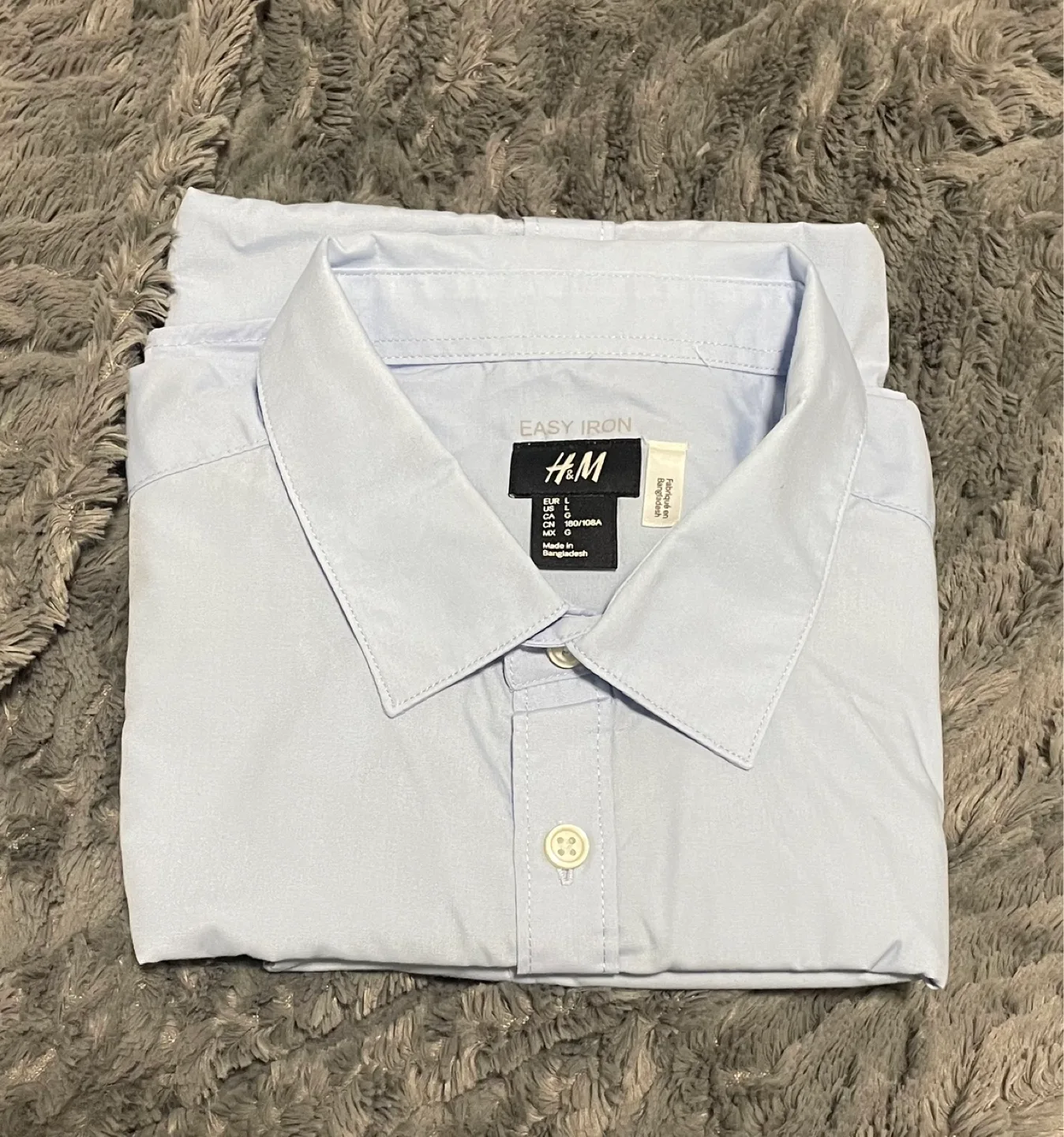Men's Light Blue H&M Easy Iron Long Sleeve Shirt thumbnail