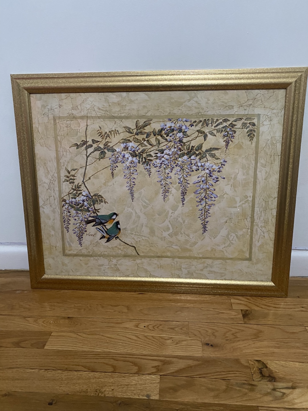 Framed Bird and Wisteria Print