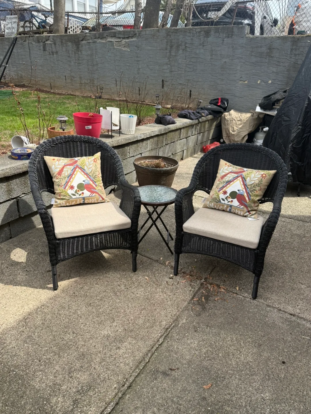 Wicker Patio Chairs with Side Table thumbnail