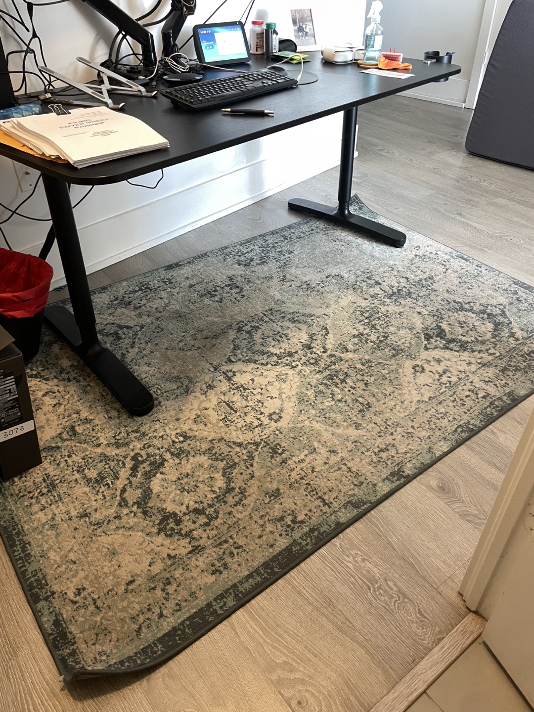 Medium Teal and Beige Area Rug