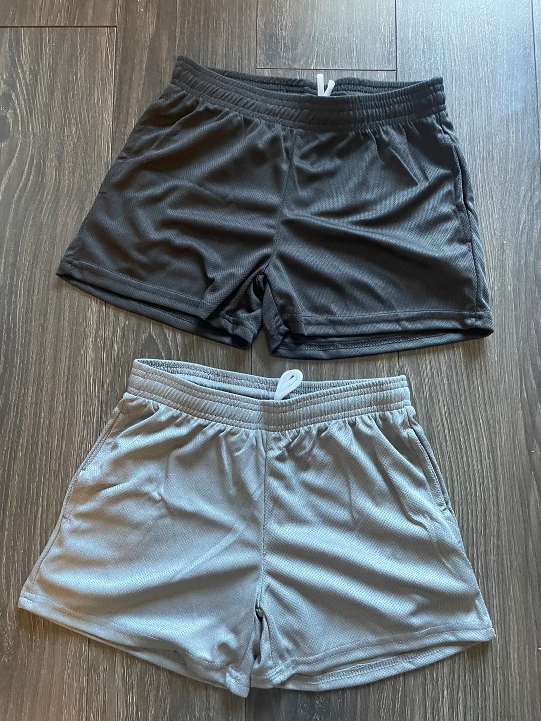 Real Essentials Girls Medium Athletic Shorts - Black and Grey thumbnail