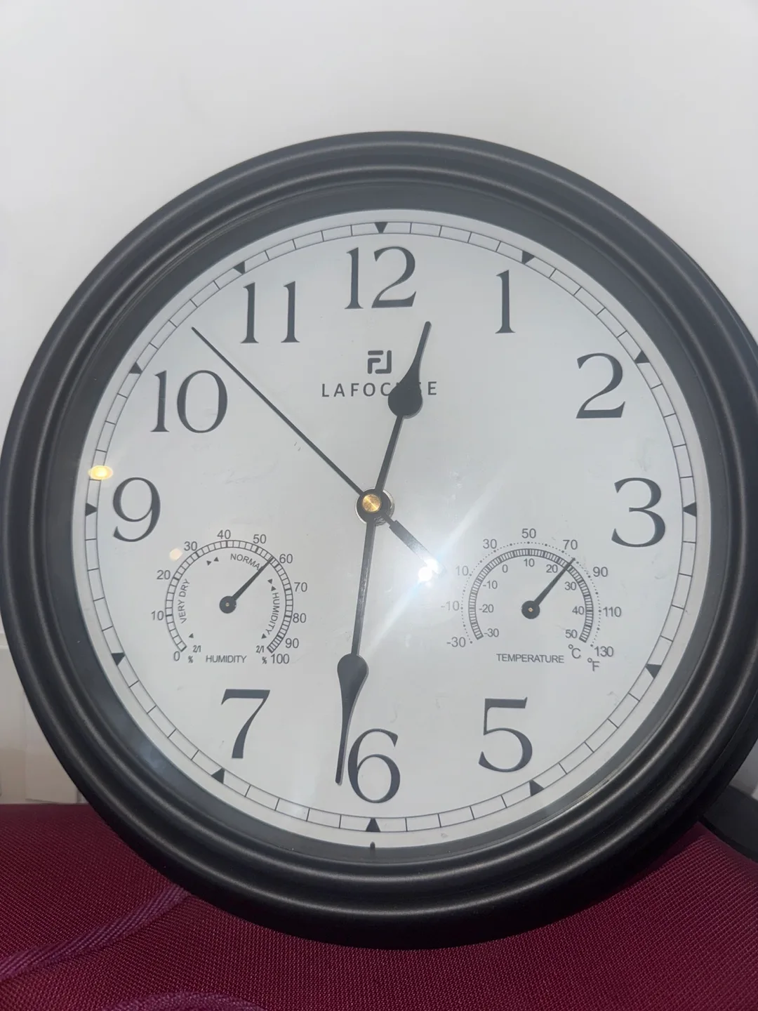 Lafocce Analog Wall Clock with Thermometer and Hygrometer thumbnail