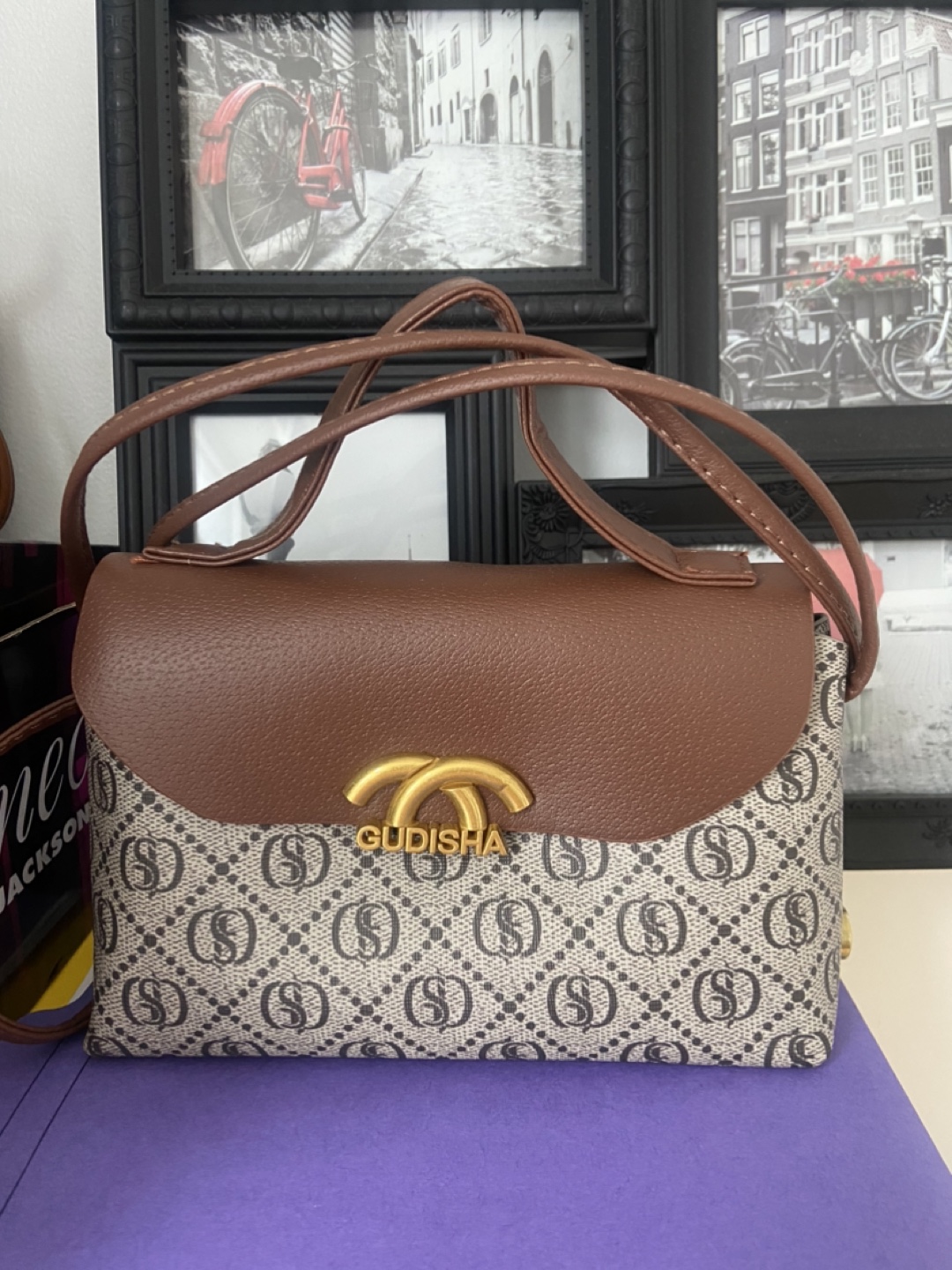 Gudisha Brown and Beige Crossbody Bag