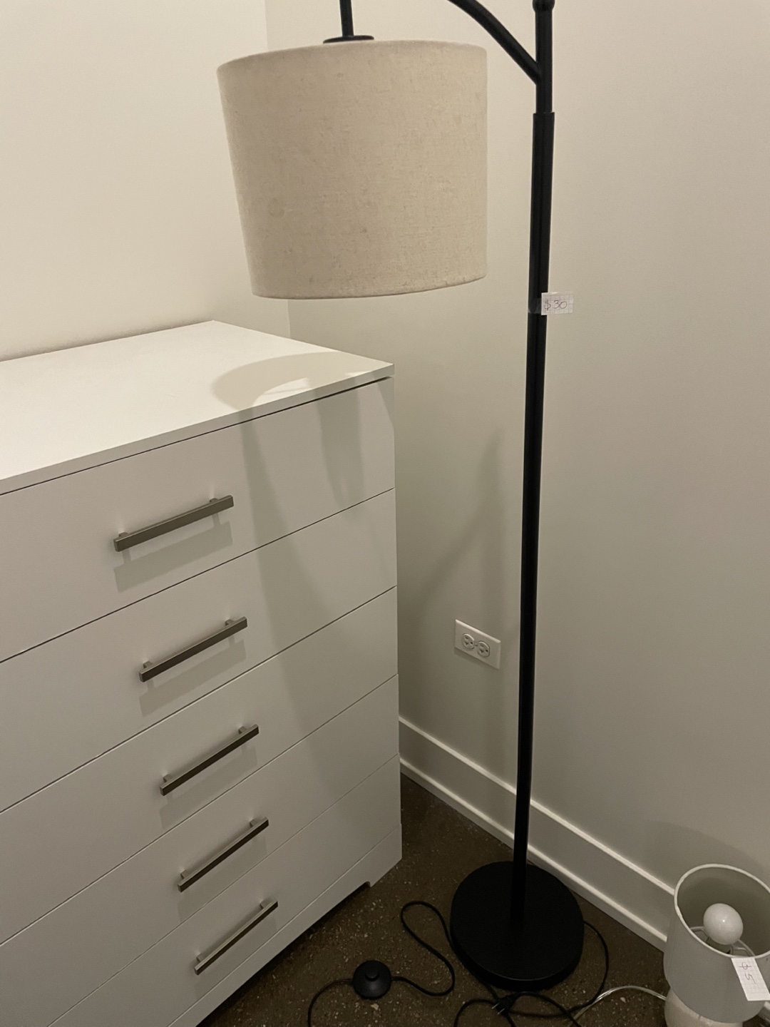 Modern Arc Floor Lamp with Beige Shade