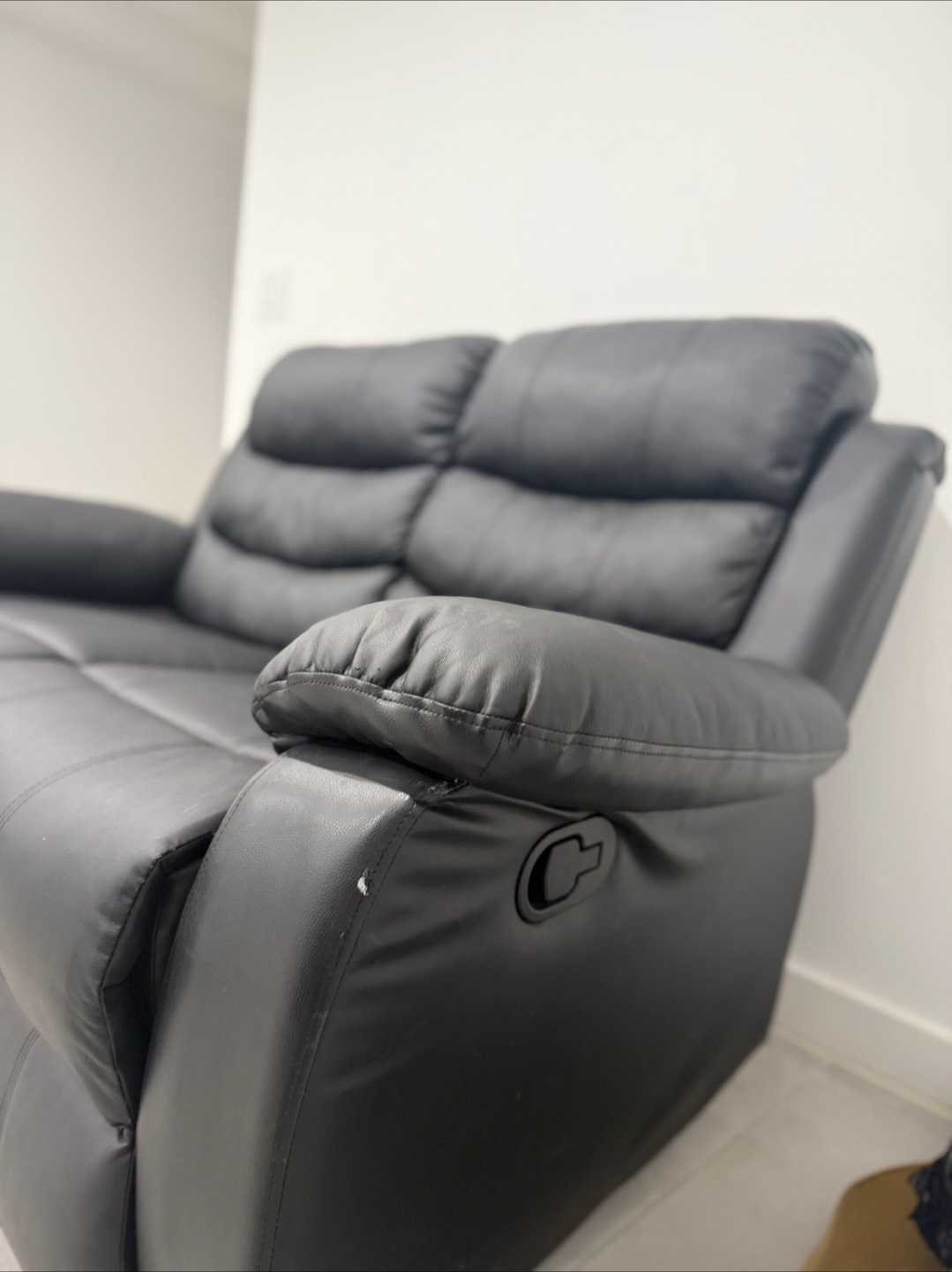 Black Leather Reclining Loveseat - photo 3