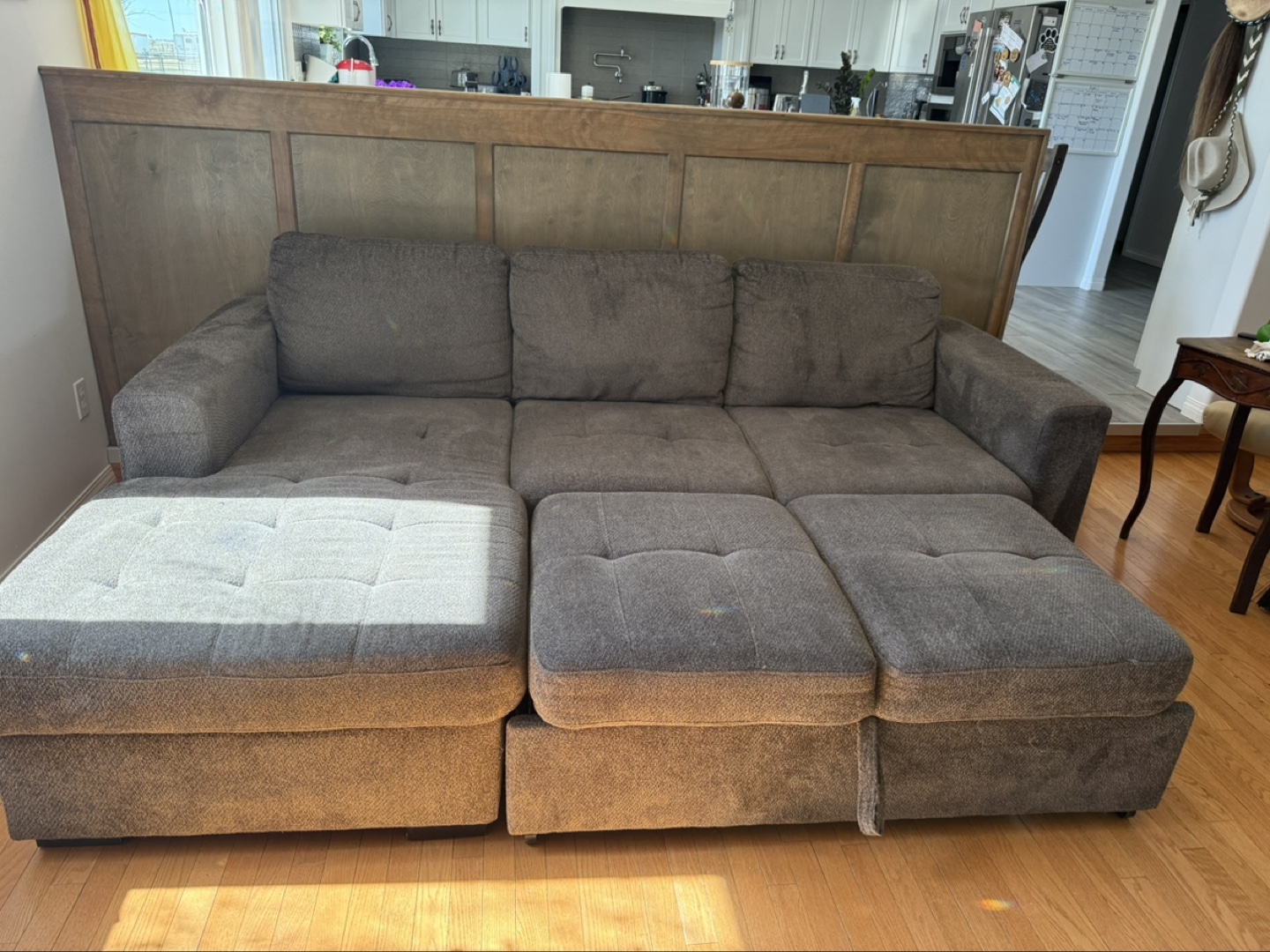 Dark Grey Sectional Sofa with Storage Ottoman - photo 3