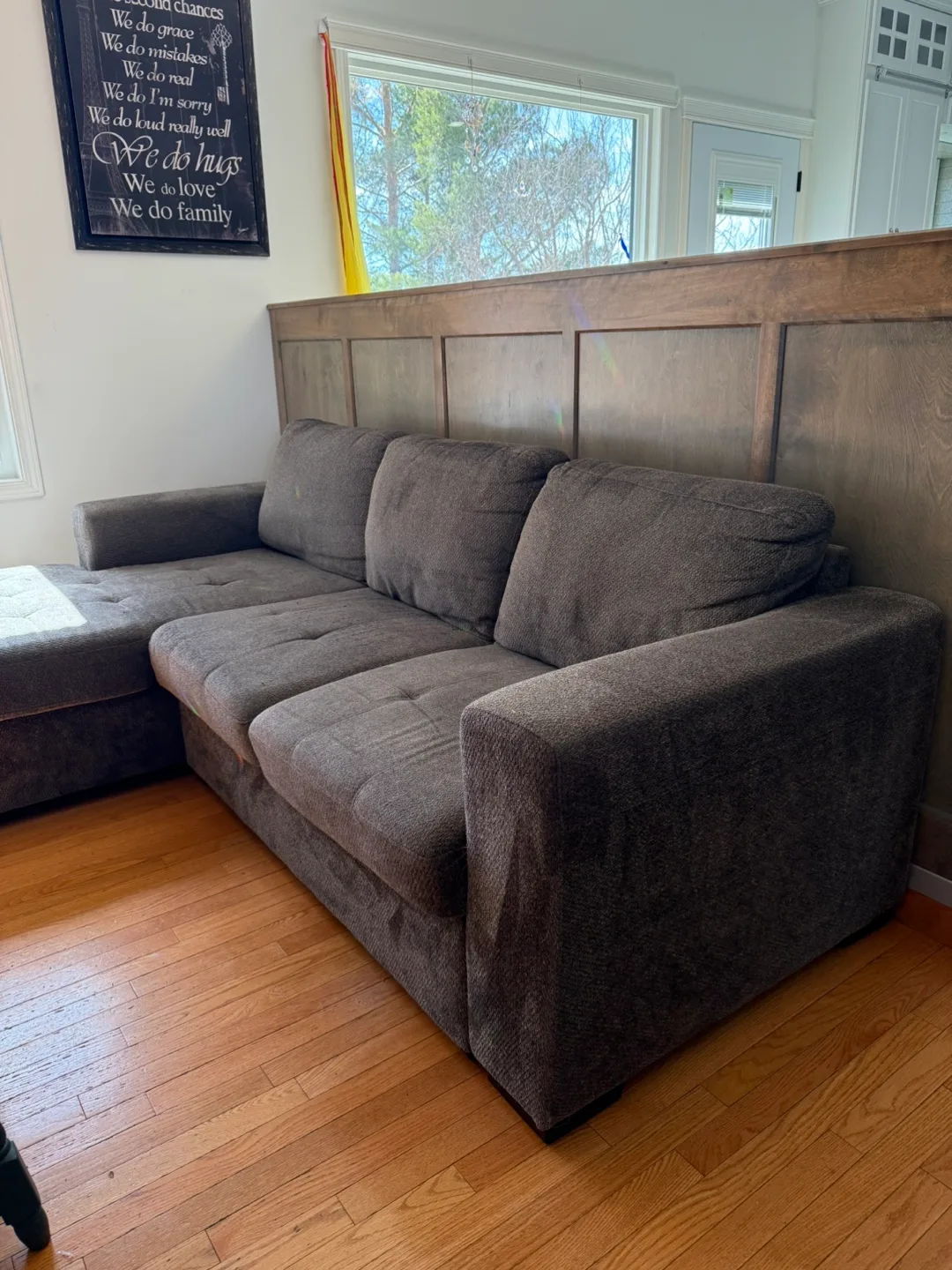 Dark Grey Sectional Sofa with Storage Ottoman