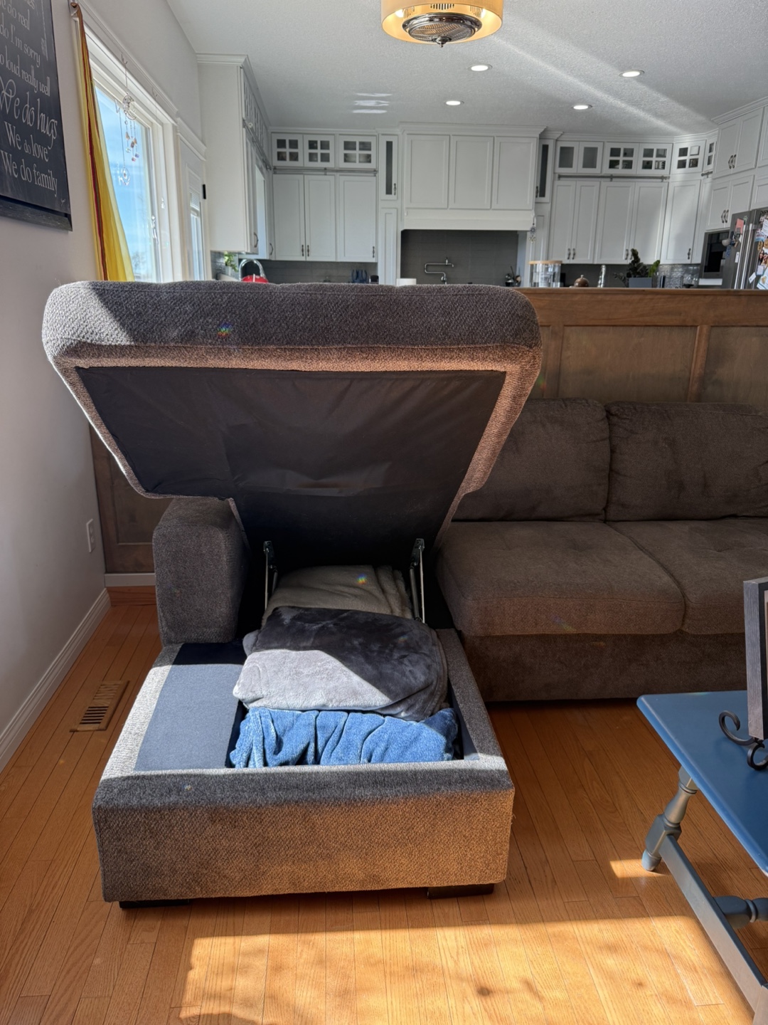 Dark Grey Sectional Sofa with Storage Ottoman - photo 2