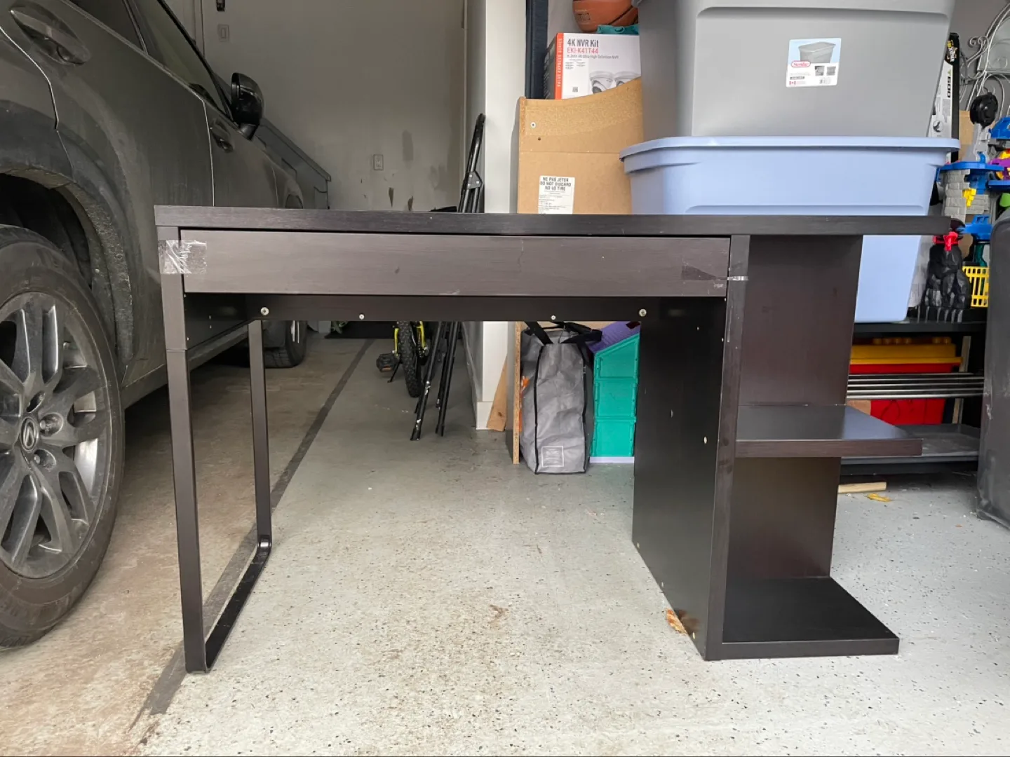 Black Computer Desk with Built-in Shelving image indicator(6)