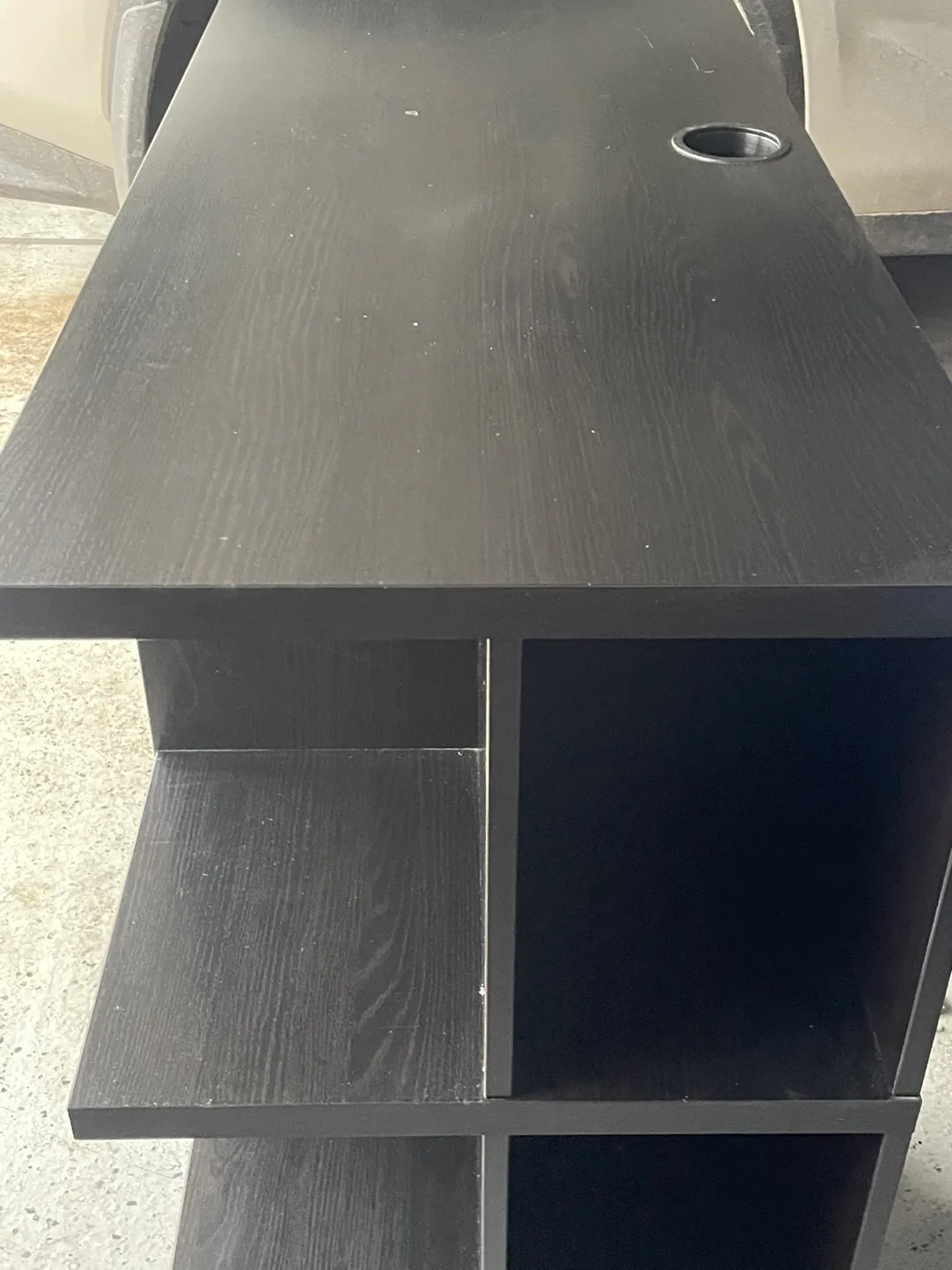 Black Computer Desk with Built-in Shelving