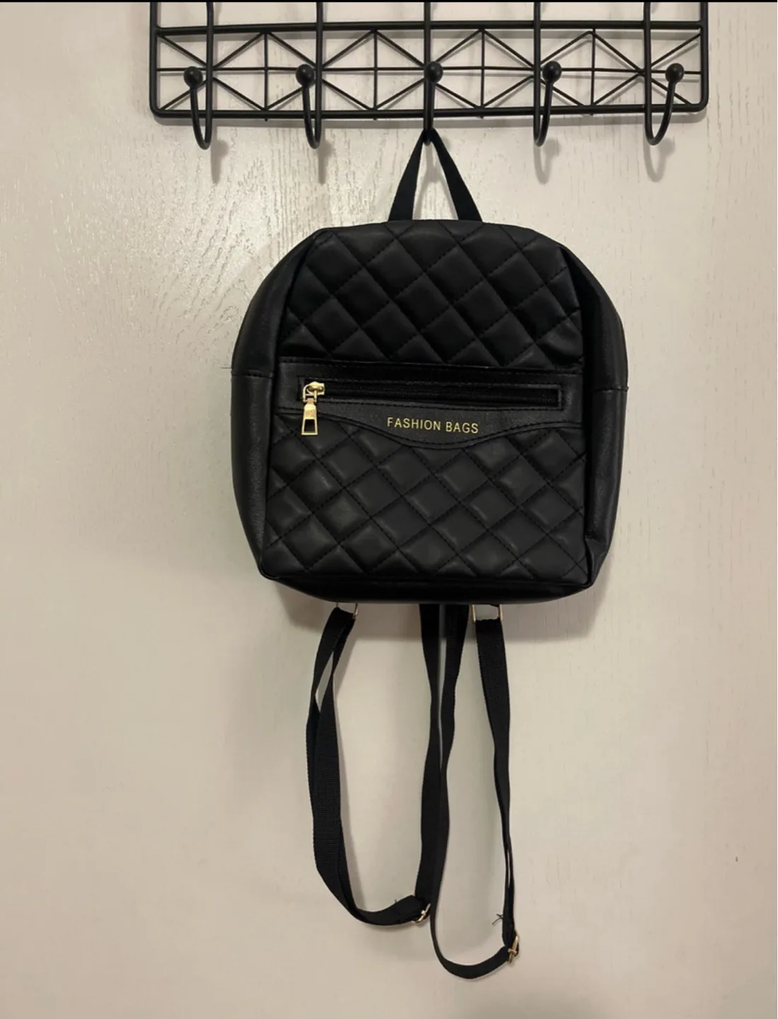 Black Quilted Mini Backpack image indicator(2)