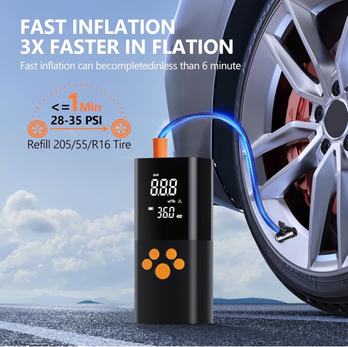 Portable 25000mAh Air Compressor Pump with LED Flashlight - photo 3