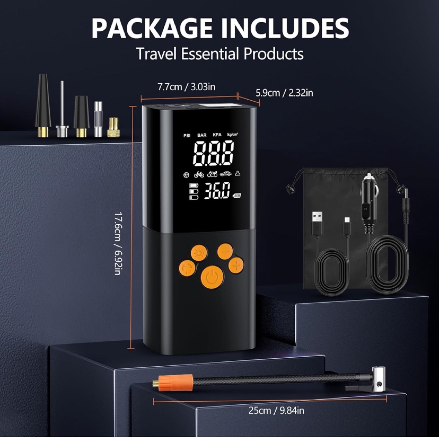 Portable 25000mAh Air Compressor Pump with LED Flashlight - photo 2