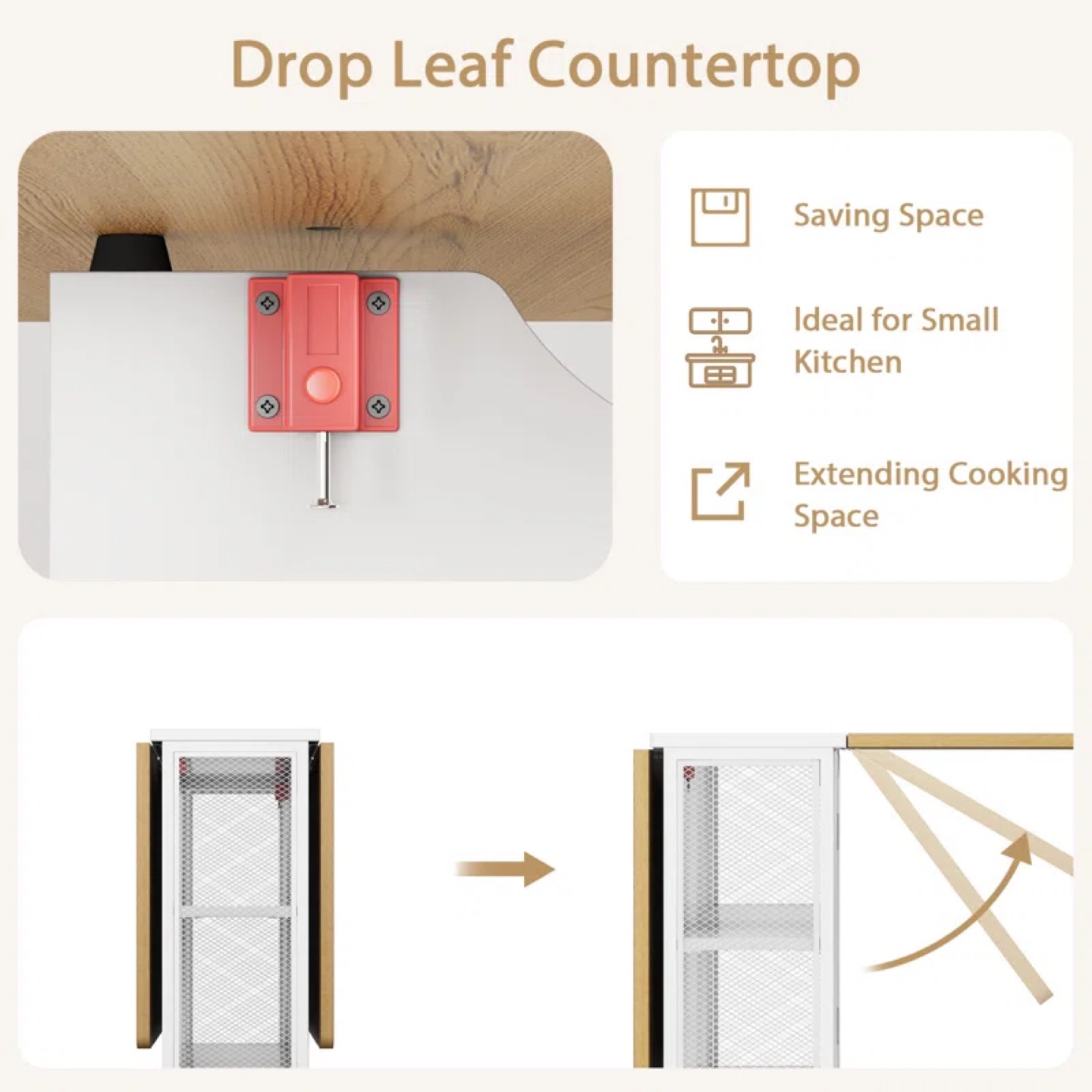Space-Saving Foldable Kitchen Table with Storage - photo 4